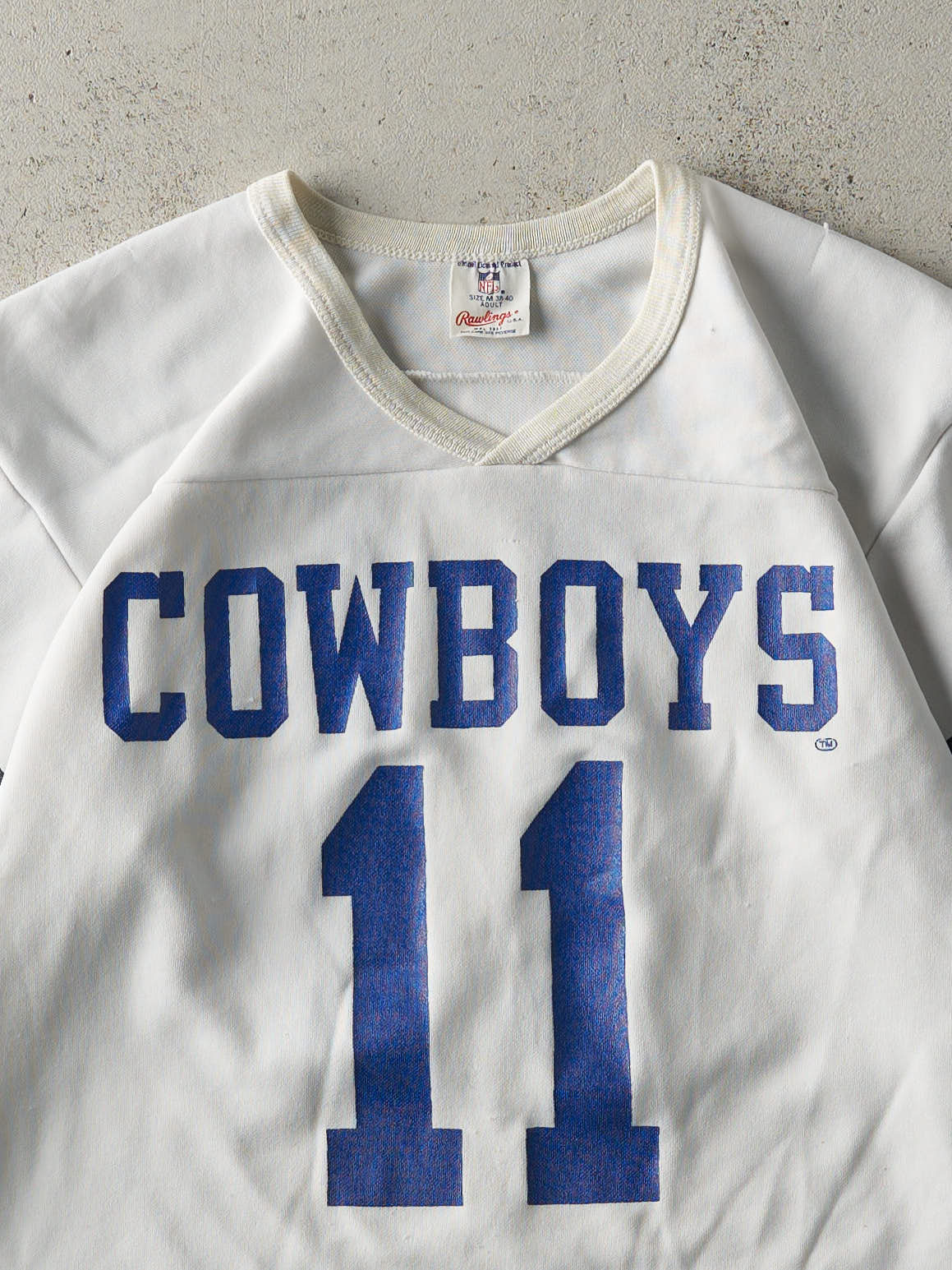 Vintage 80s White & Blue Dallas Cowboys #11 Jersey (M)