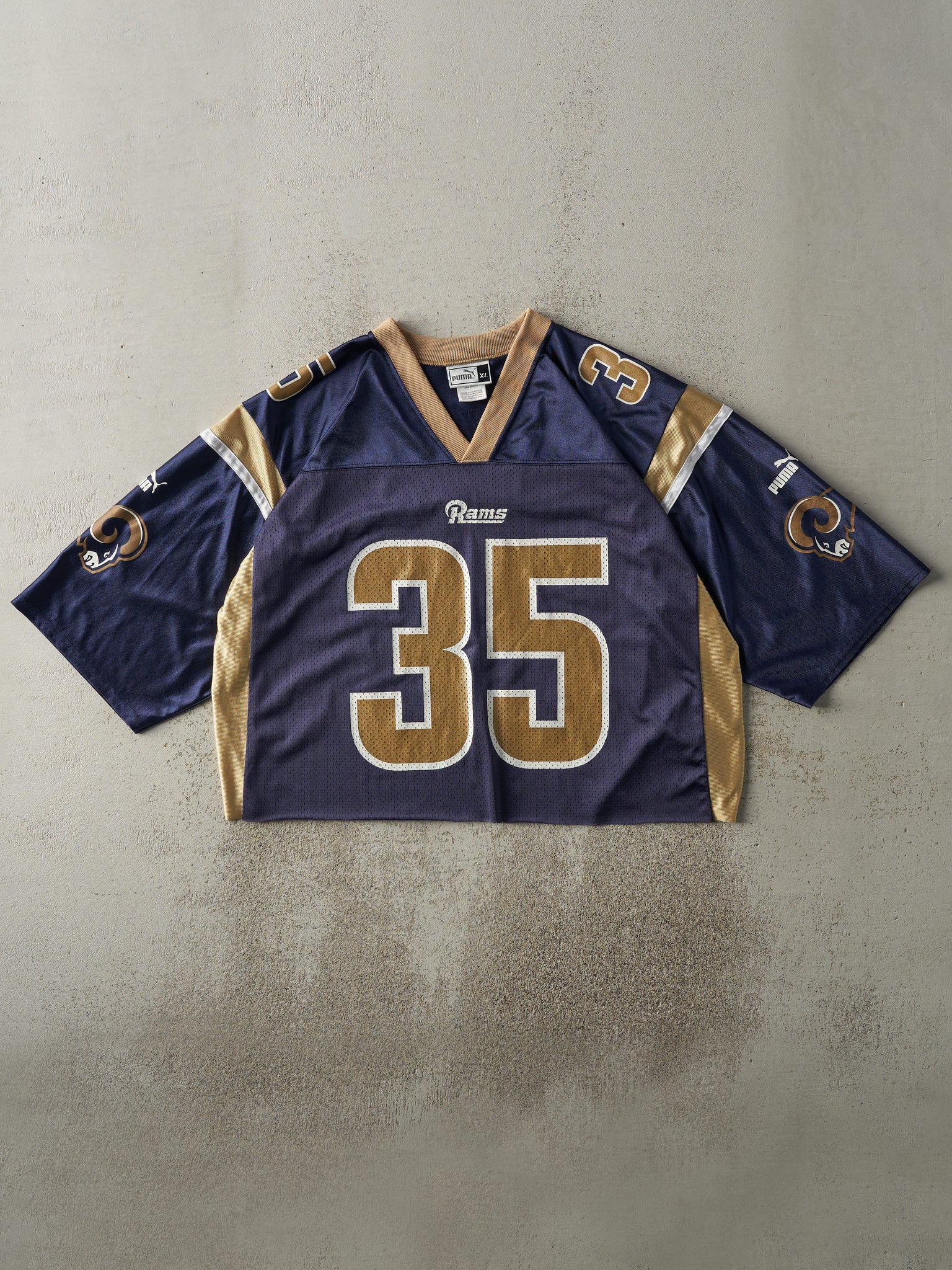 Vintage Y2K Navy Blue St. Louis Rams #35 Aeneas Williams Cropped Jersey (M/L)