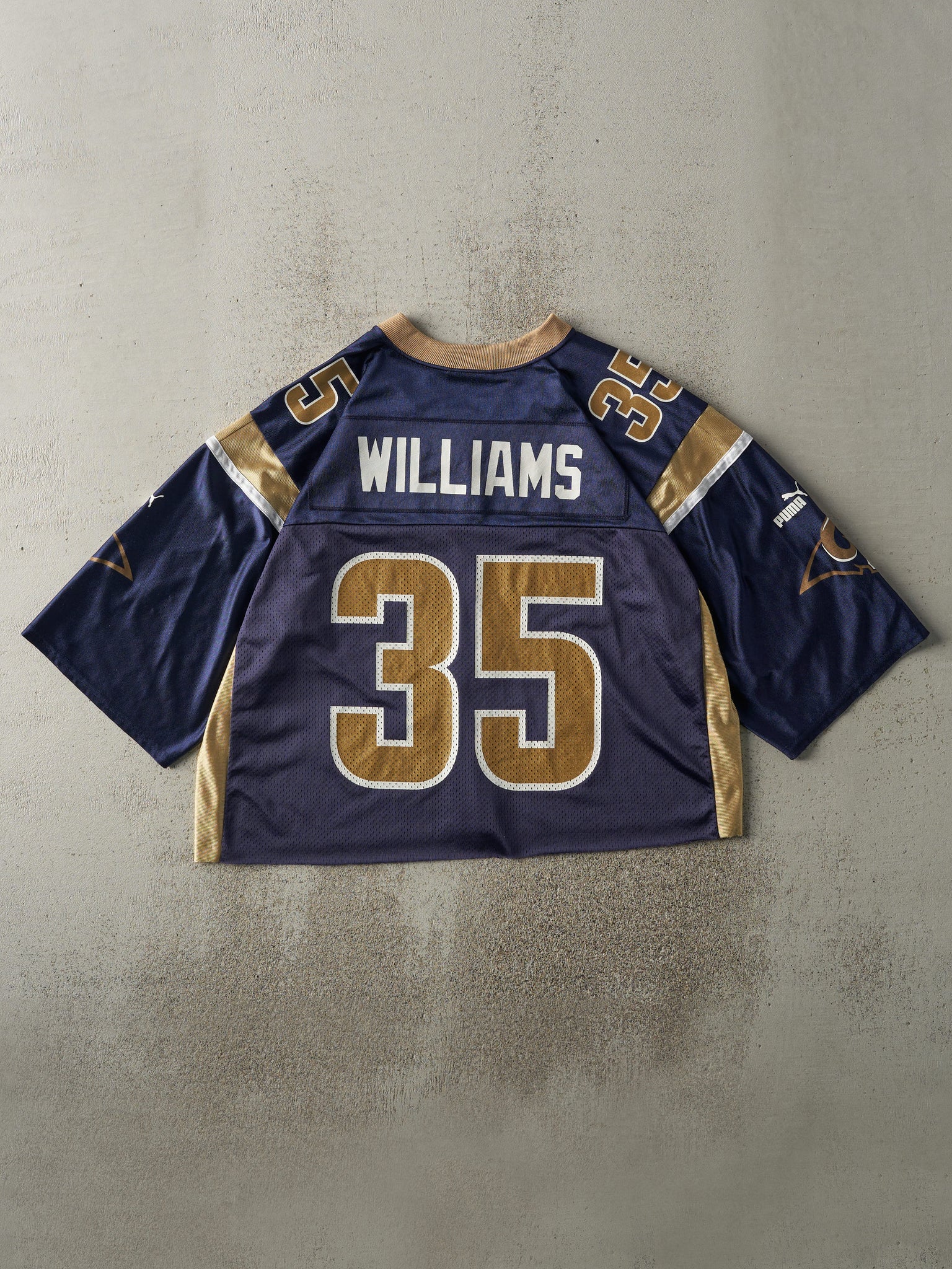 Vintage Y2K Navy Blue St. Louis Rams #35 Aeneas Williams Cropped Jersey (M/L)