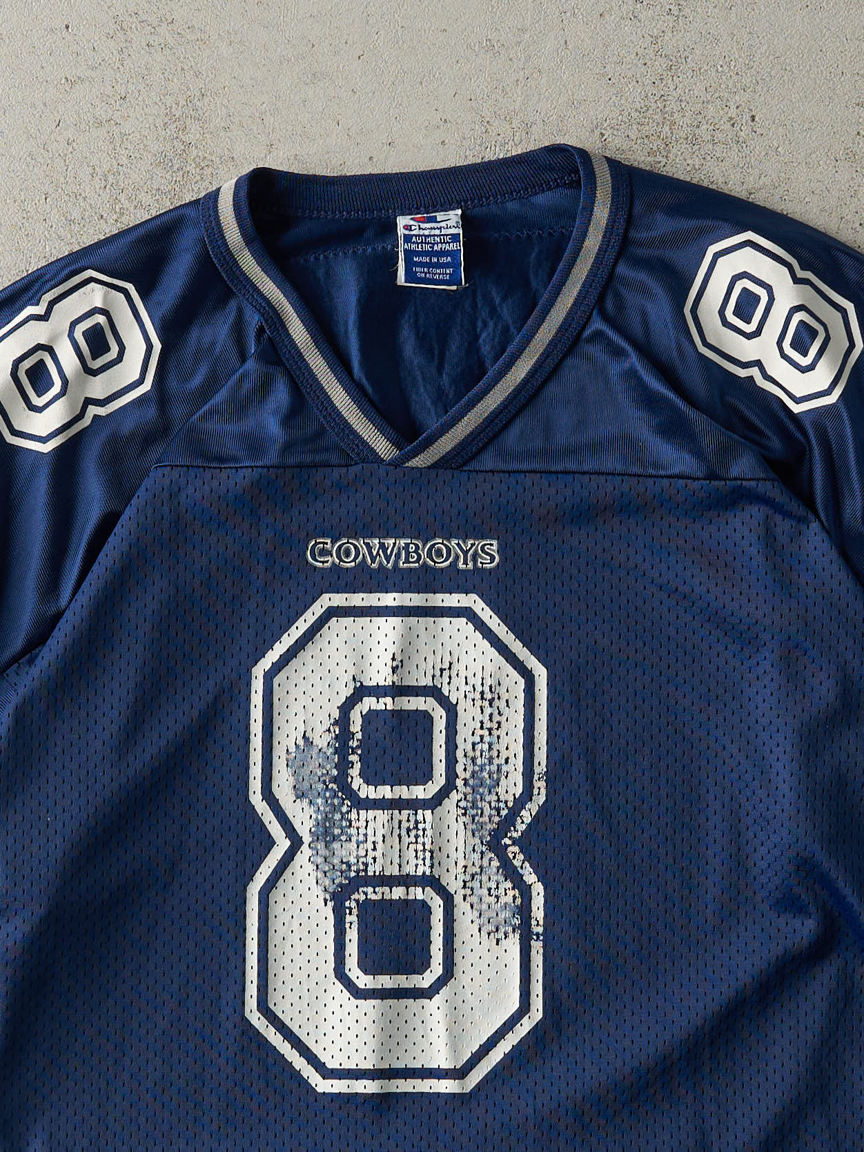 Vintage 90s Navy Dallas Cowboys #8 Troy Aikman Cropped Jersey (M)