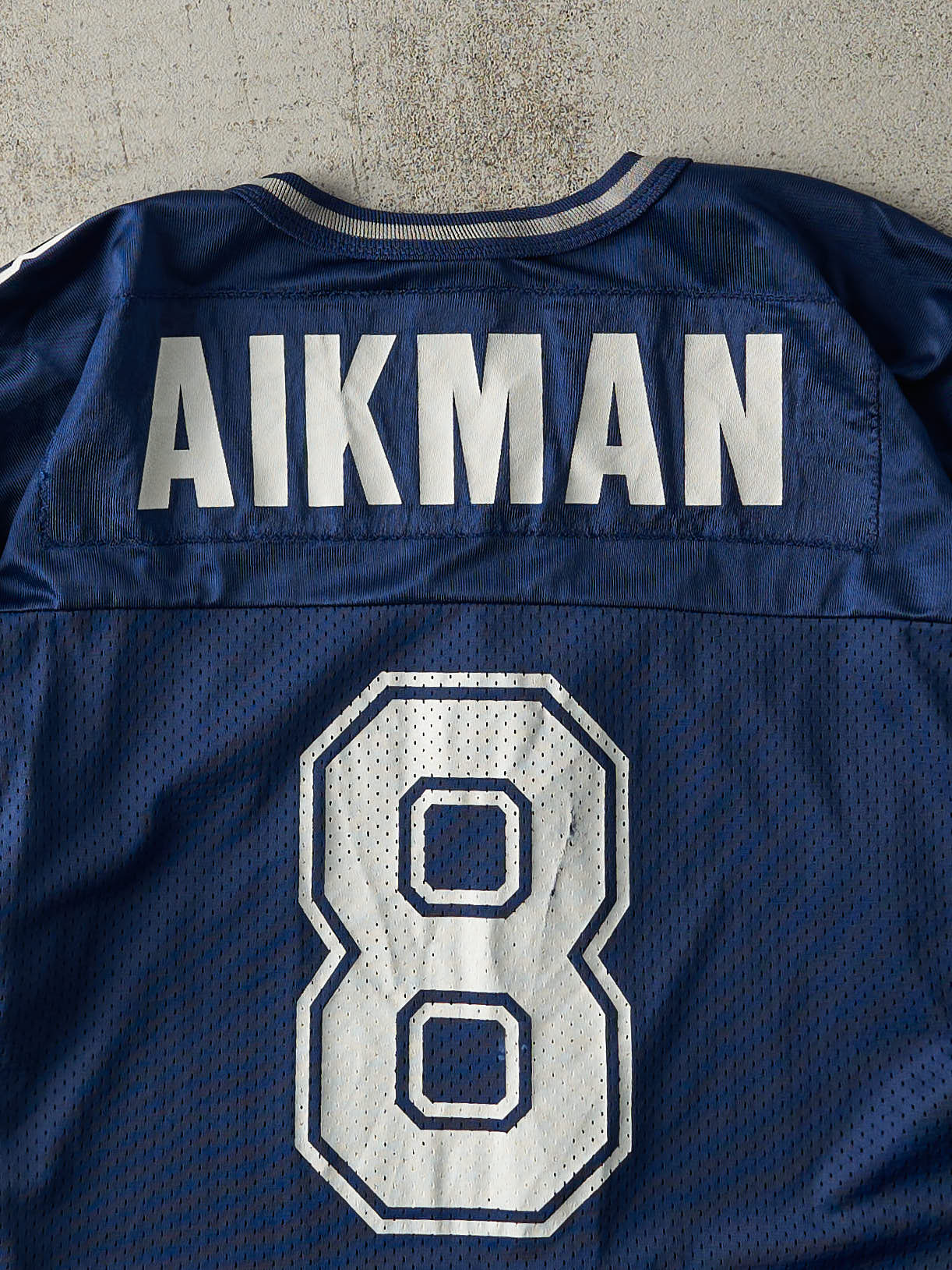 Vintage 90s Navy Dallas Cowboys #8 Troy Aikman Cropped Jersey (M)