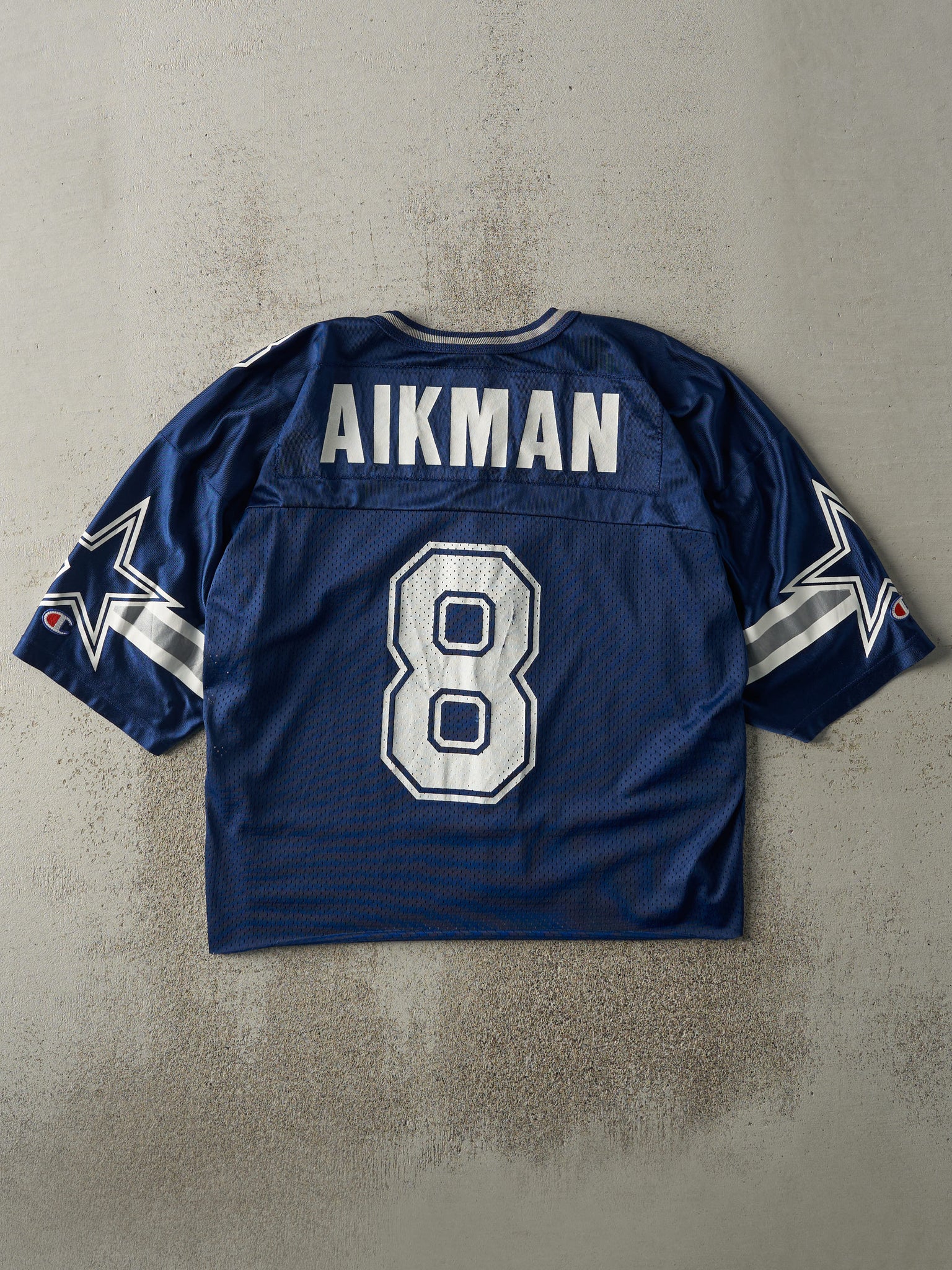 Vintage 90s Navy Dallas Cowboys #8 Troy Aikman Cropped Jersey (M)