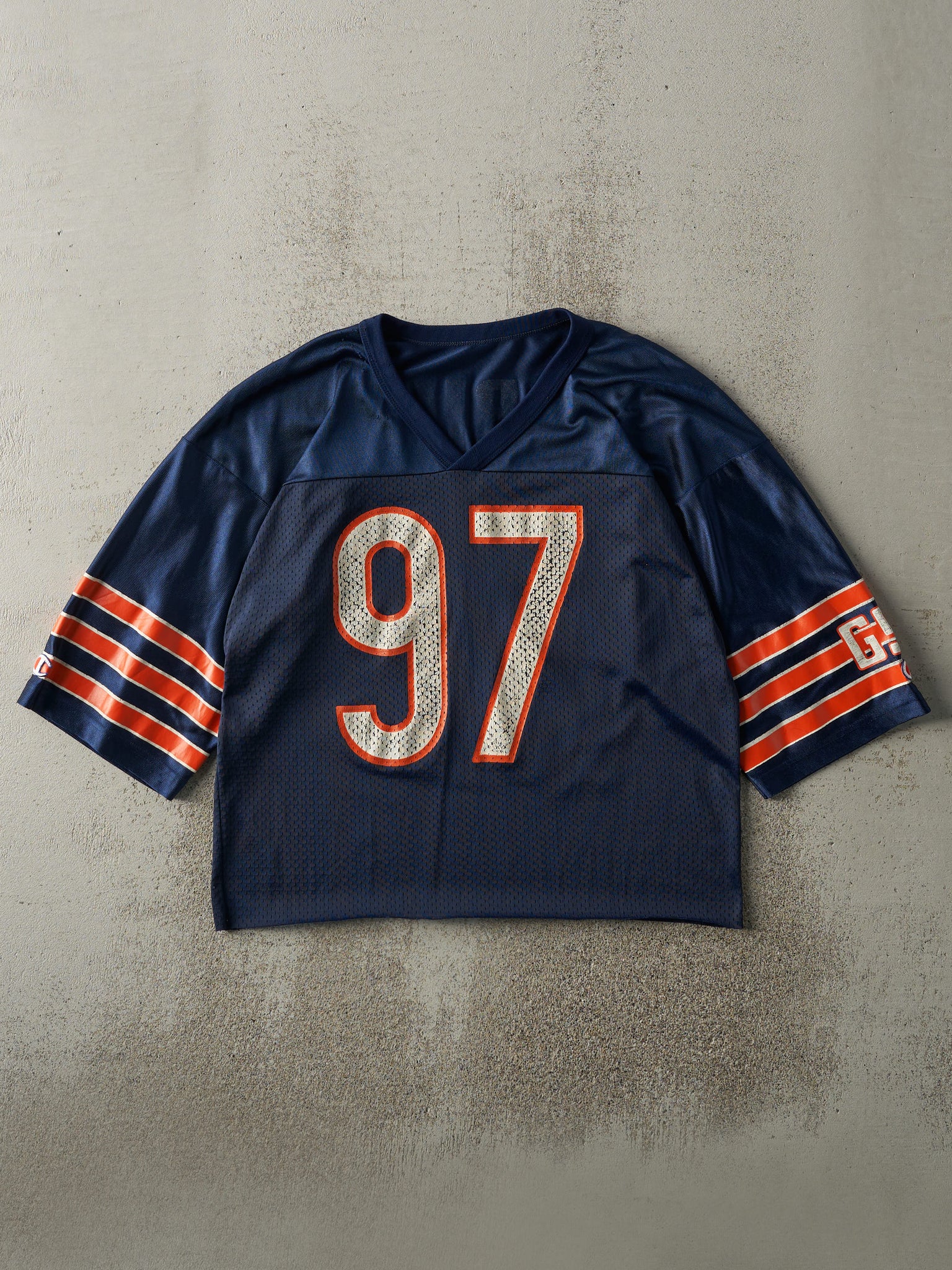 Vintage 90s Navy Blue Chicago Bears #97 Chris Zorich Cropped Jersey (M)