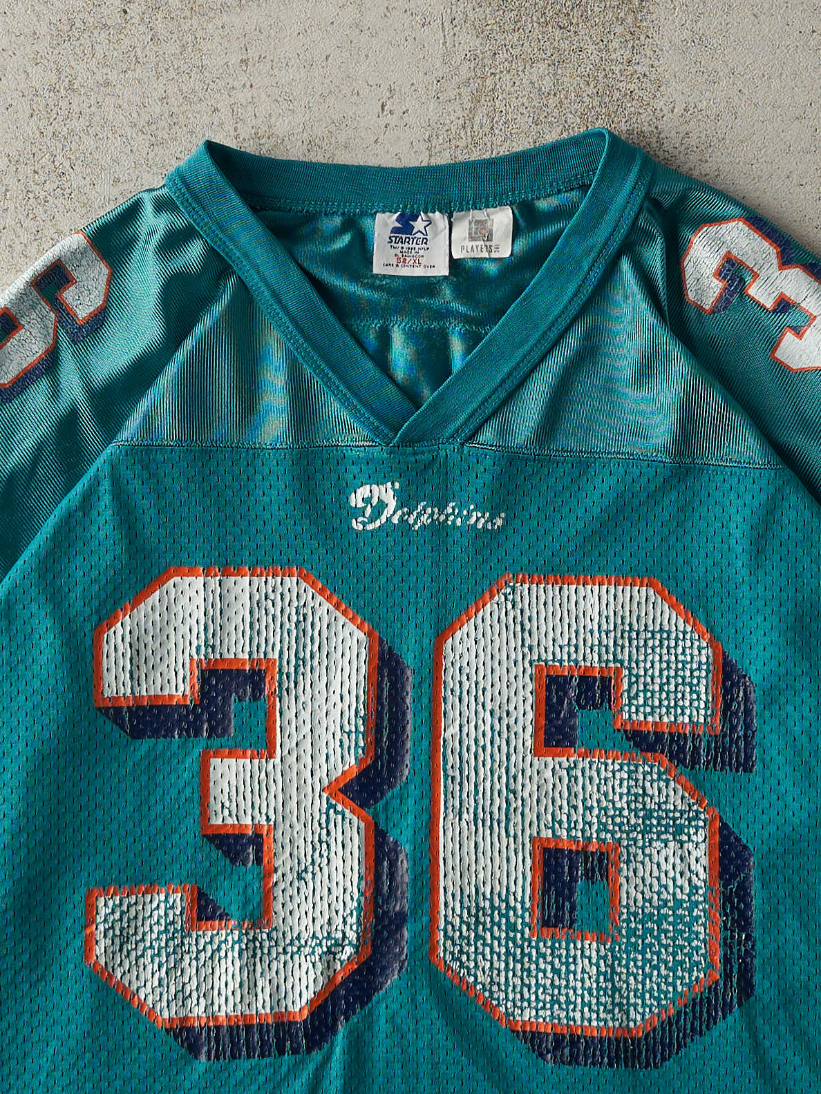 Vintage 95' Teal Miami Dolphins #36 Stanley Pritchett Cropped Jersey (M/L)
