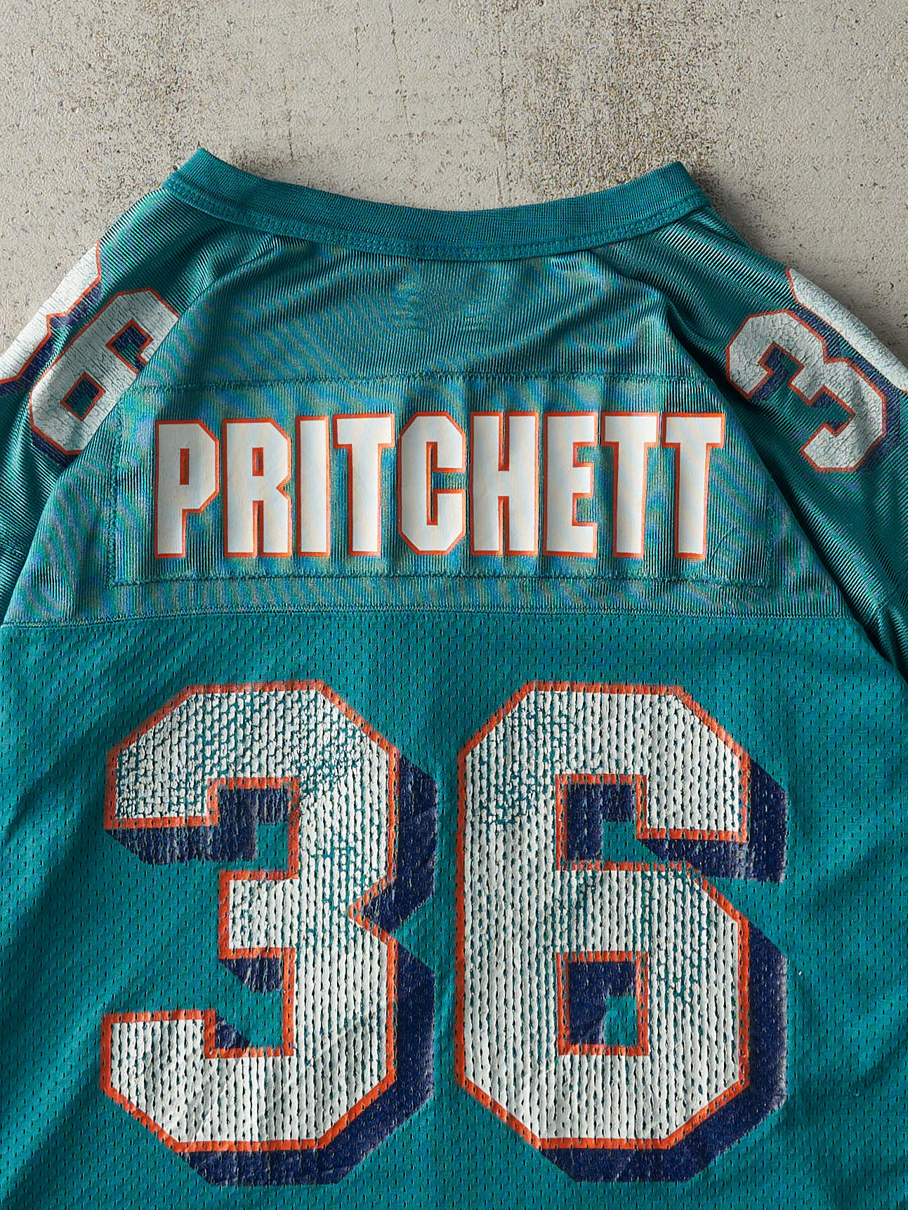 Vintage 95' Teal Miami Dolphins #36 Stanley Pritchett Cropped Jersey (M/L)