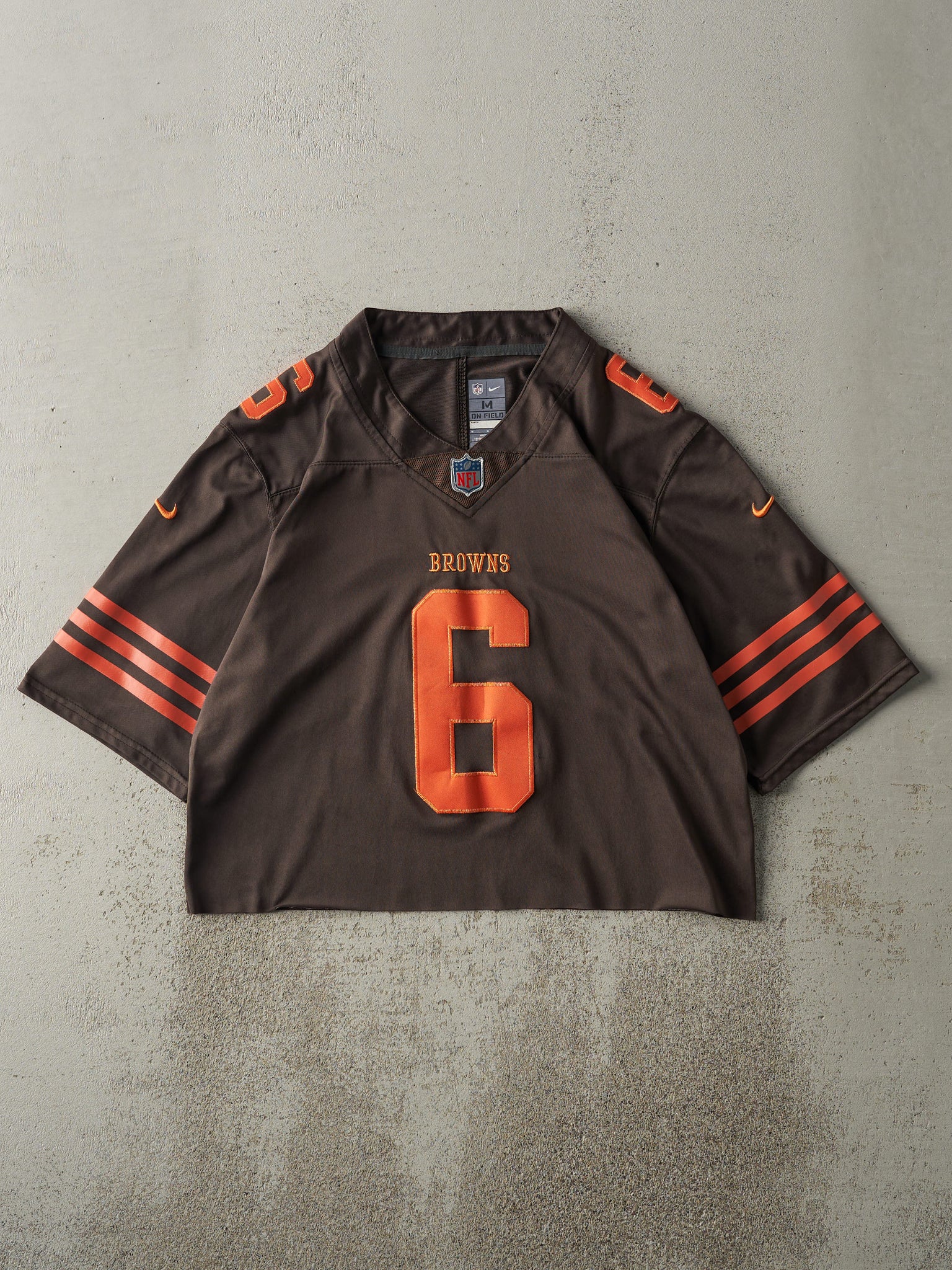 Vintage Y2K Brown Cleveland Browns #6 Baker Mayfield Cropped Jersey (M)