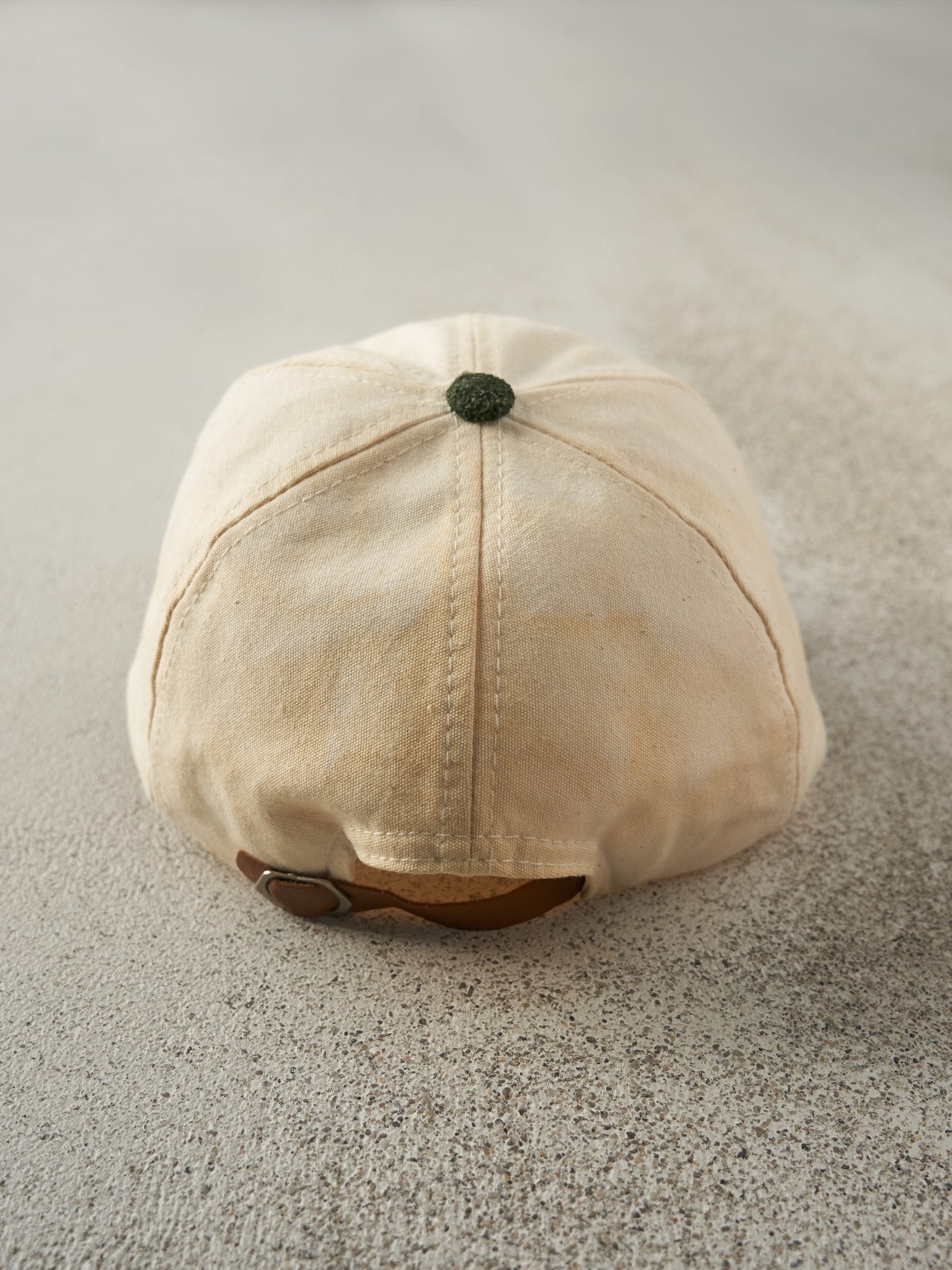 Vintage 90s Beige & Green Tag Heuer Embroidered Leather Strapback Hat