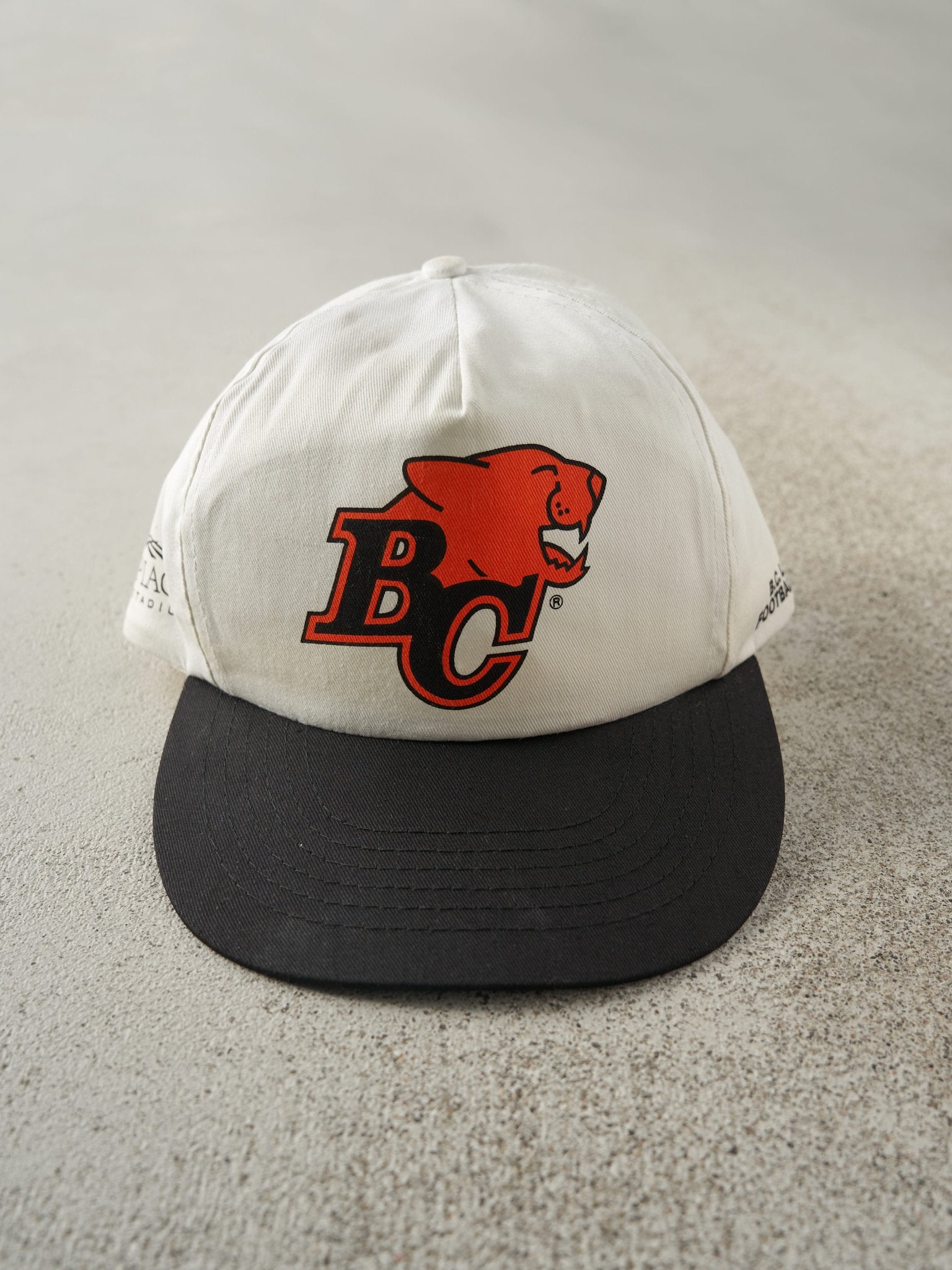 Vintage 90s White & Black BC Lions Snapback Hat