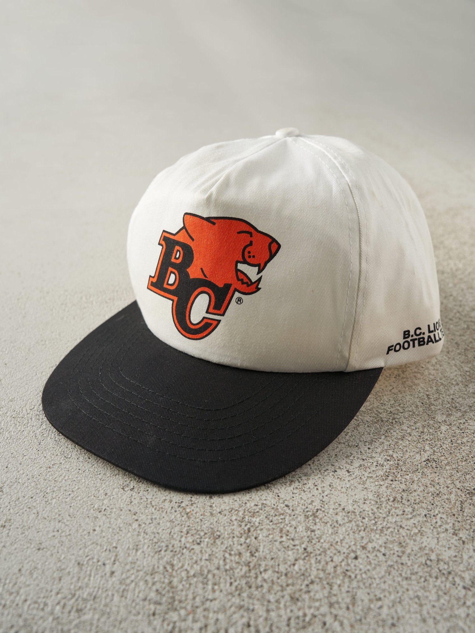 Vintage 90s White & Black BC Lions Snapback Hat