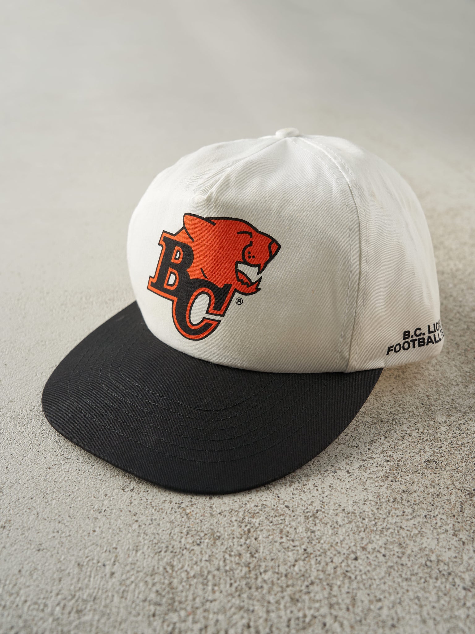 Vintage 90s White & Black BC Lions Snapback Hat