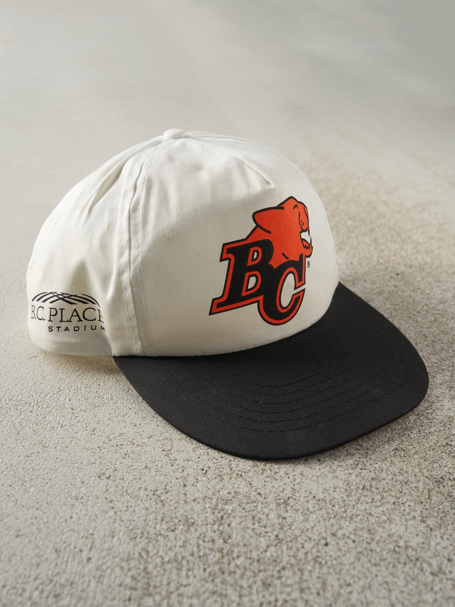 Vintage 90s White & Black BC Lions Snapback Hat