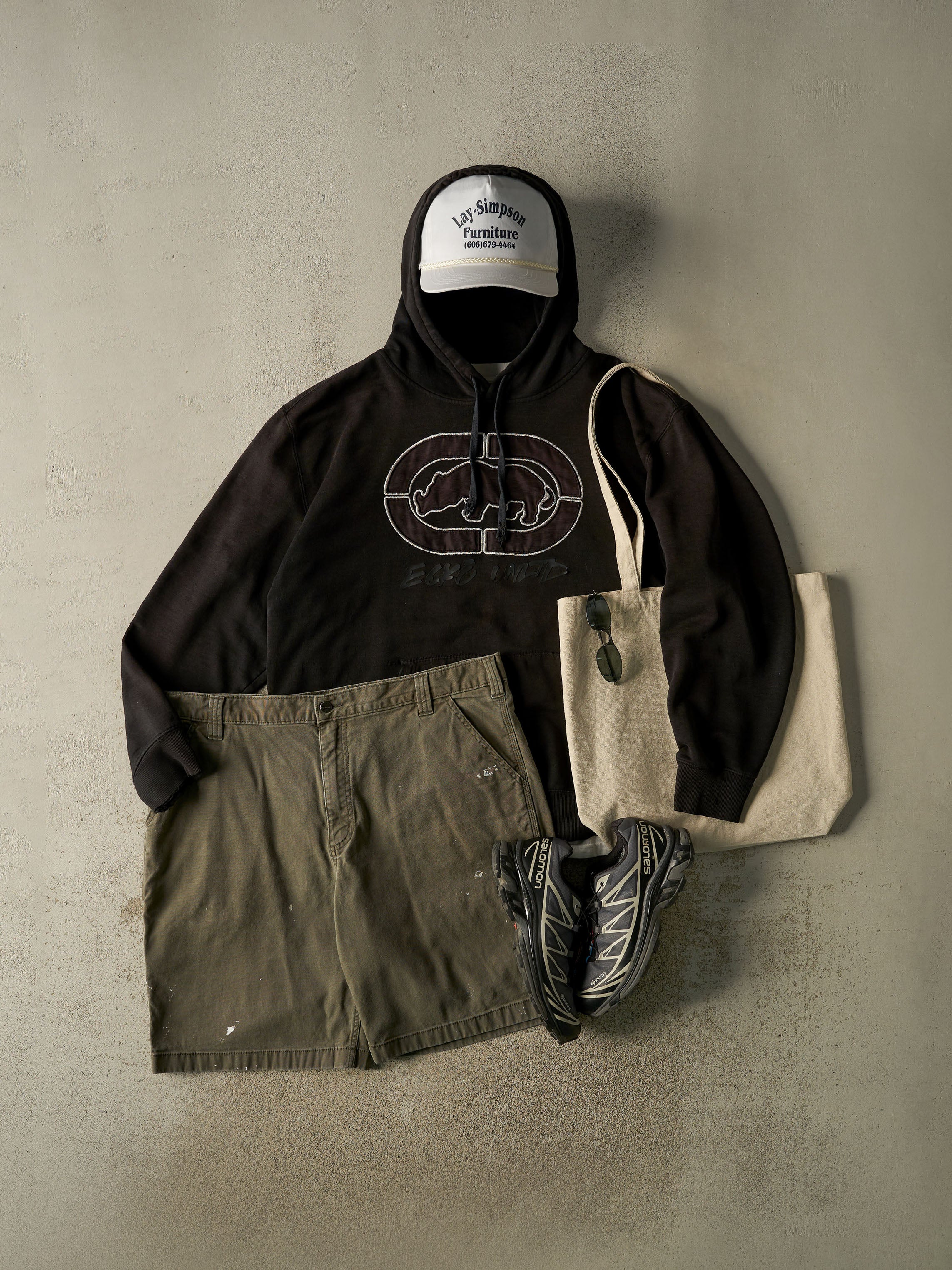 Vintage Y2K Black Ecko Embroidered Hoodie (XL)