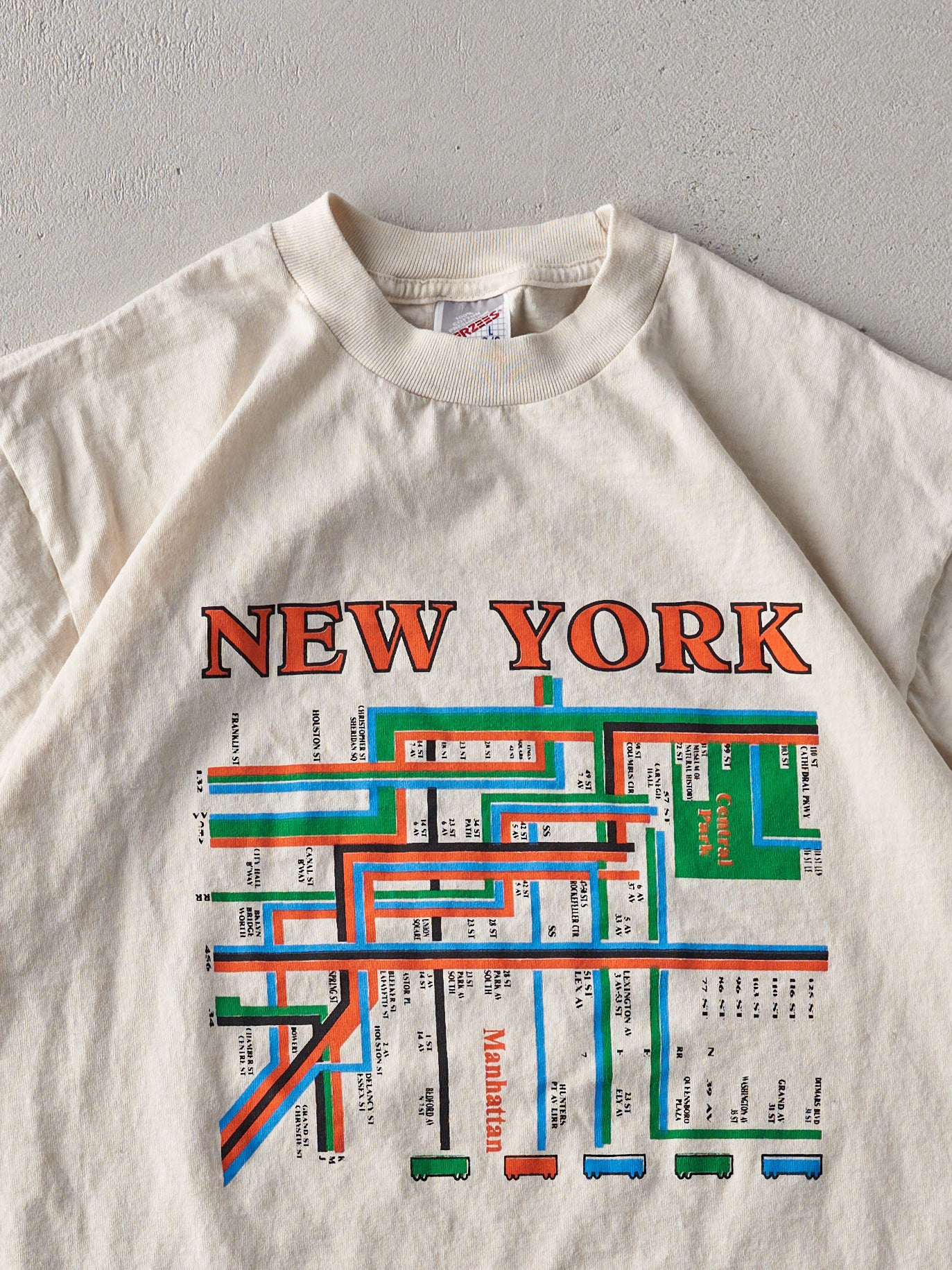 Vintage 90s Beige New York Map Tee (M)
