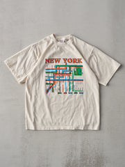 Vintage 90s Beige New York Map Tee (M)