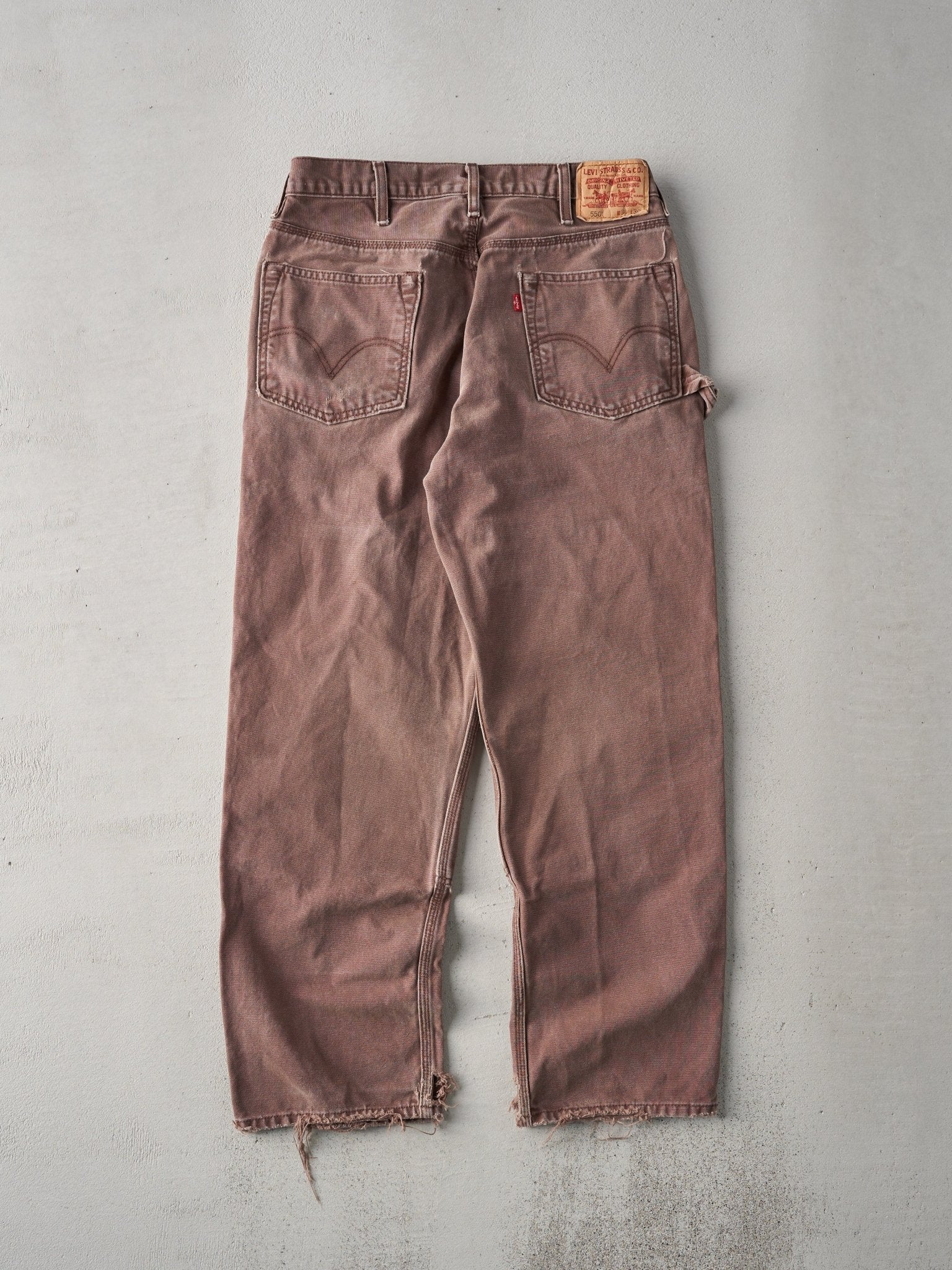 Vintage Rare 90s Faded Chocolate Brown Levis 550 Double Knee Utility Pant (32x29)