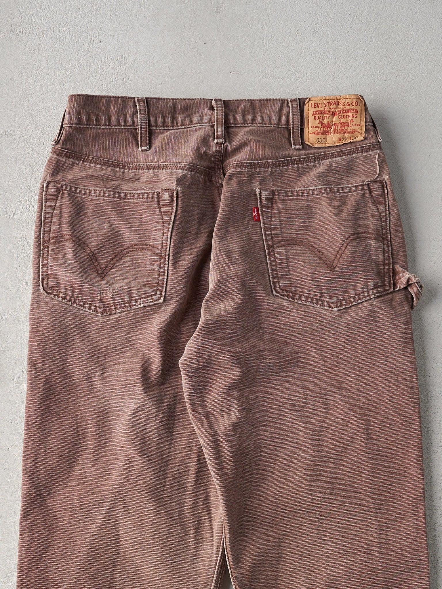 Vintage Rare 90s Faded Chocolate Brown Levis 550 Double Knee Utility Pant (32x29)