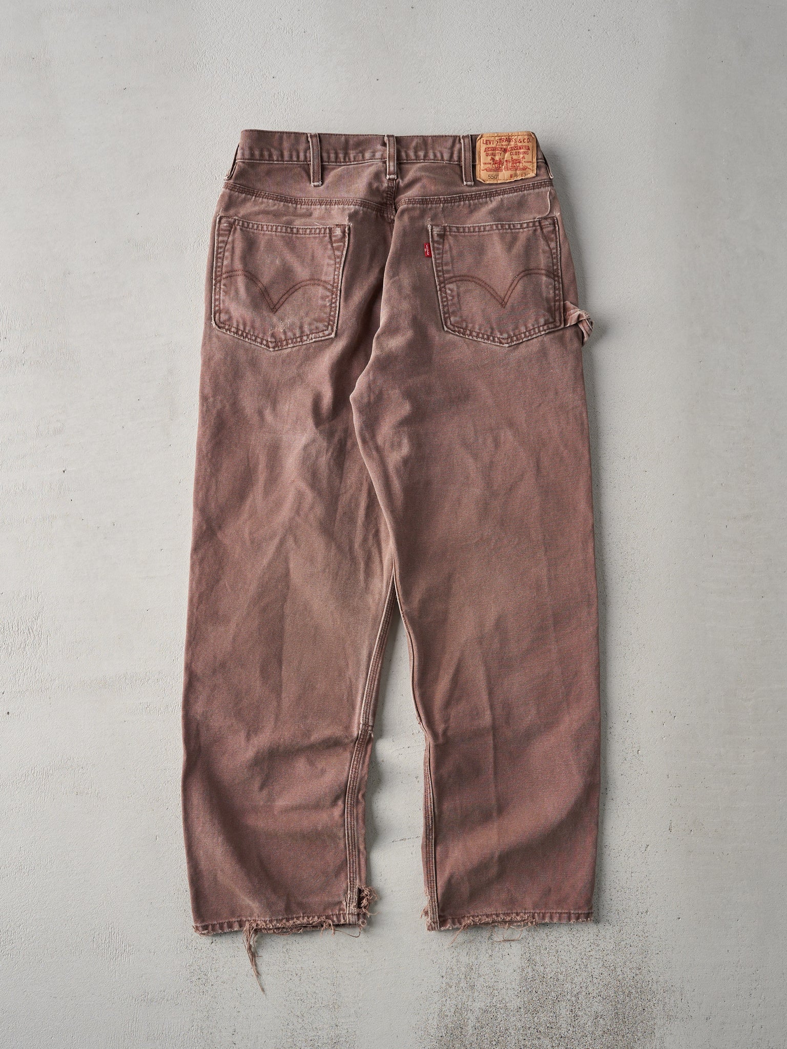 Vintage Rare 90s Faded Chocolate Brown Levis 550 Double Knee Utility Pant (32x29)