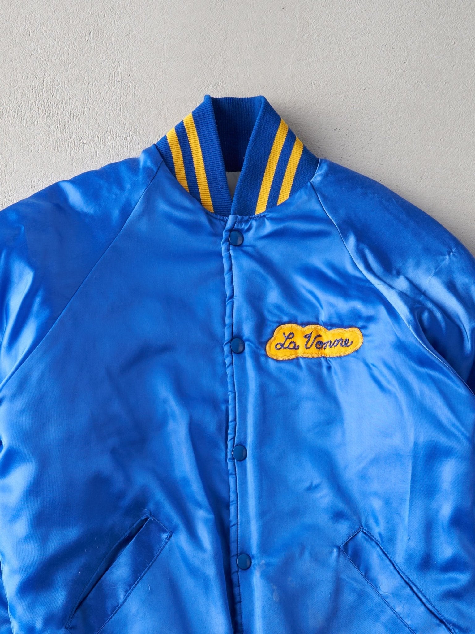Vintage 70s Blue Maple Manor Satin Chain Stitched Bomber Jacket (M/L)