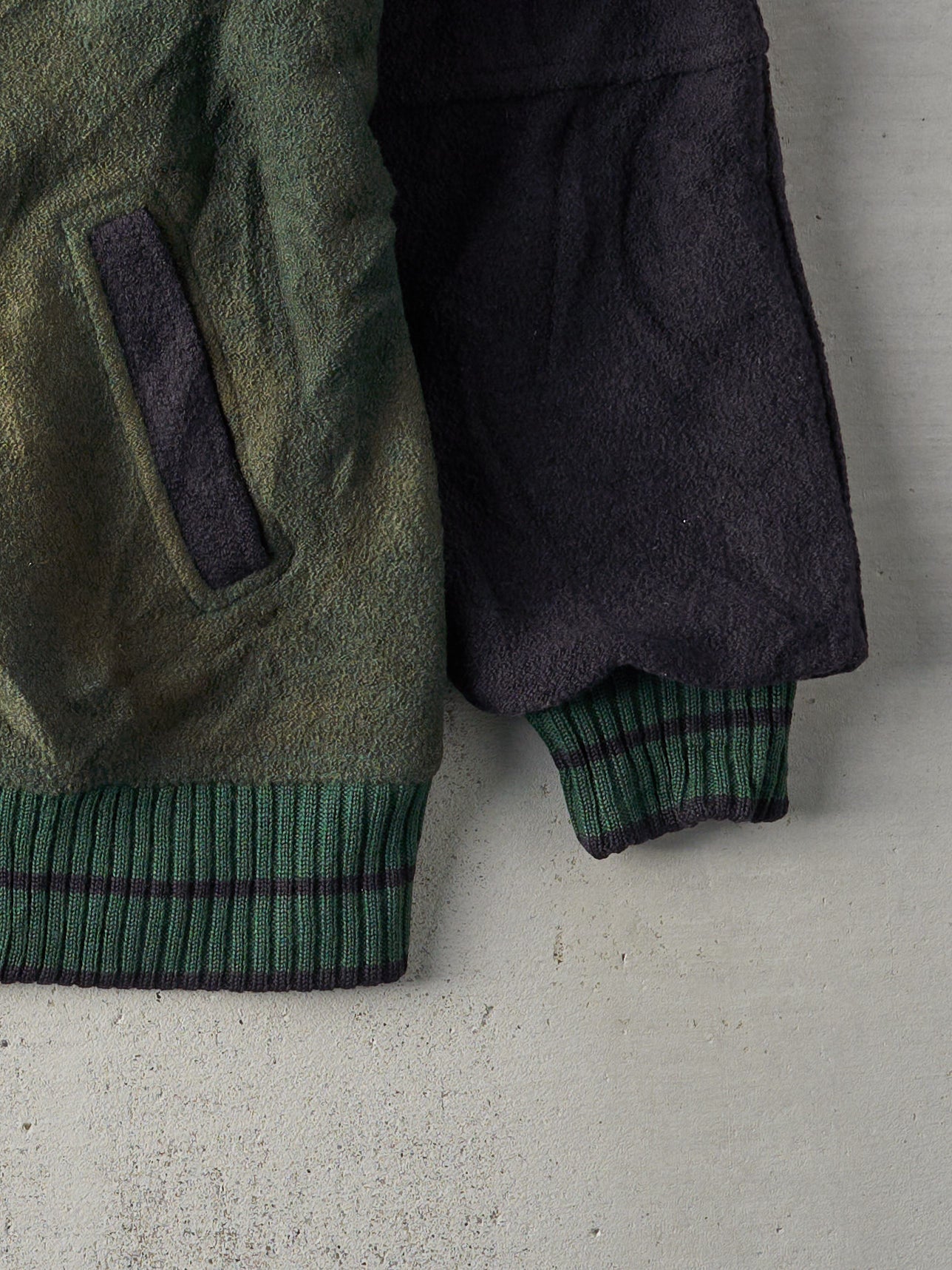 Vintage 90s Forest Green/Black Wool Varsity Jacket (L)