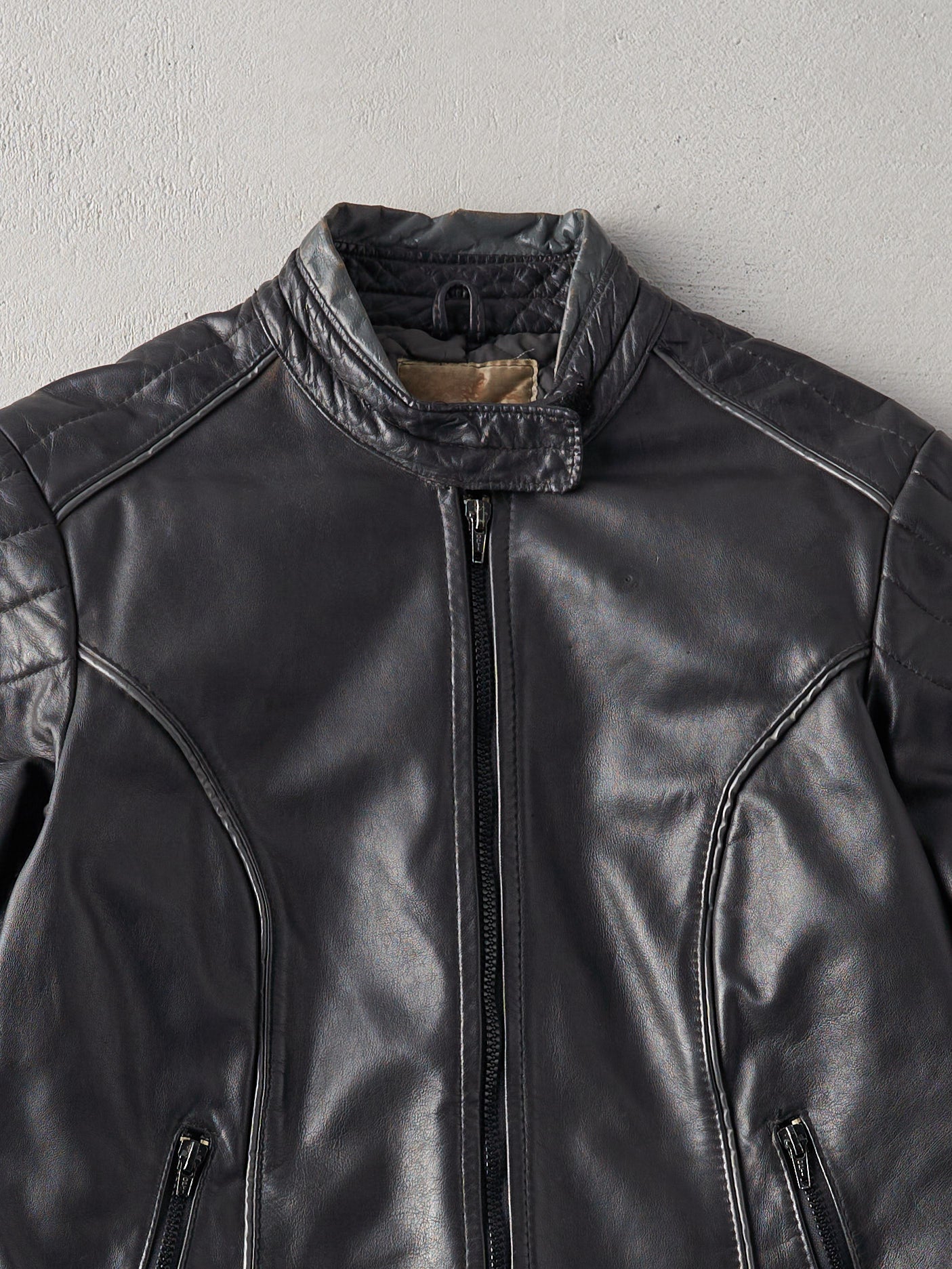 Vintage 90s Black Leather Biker Jacket (S)