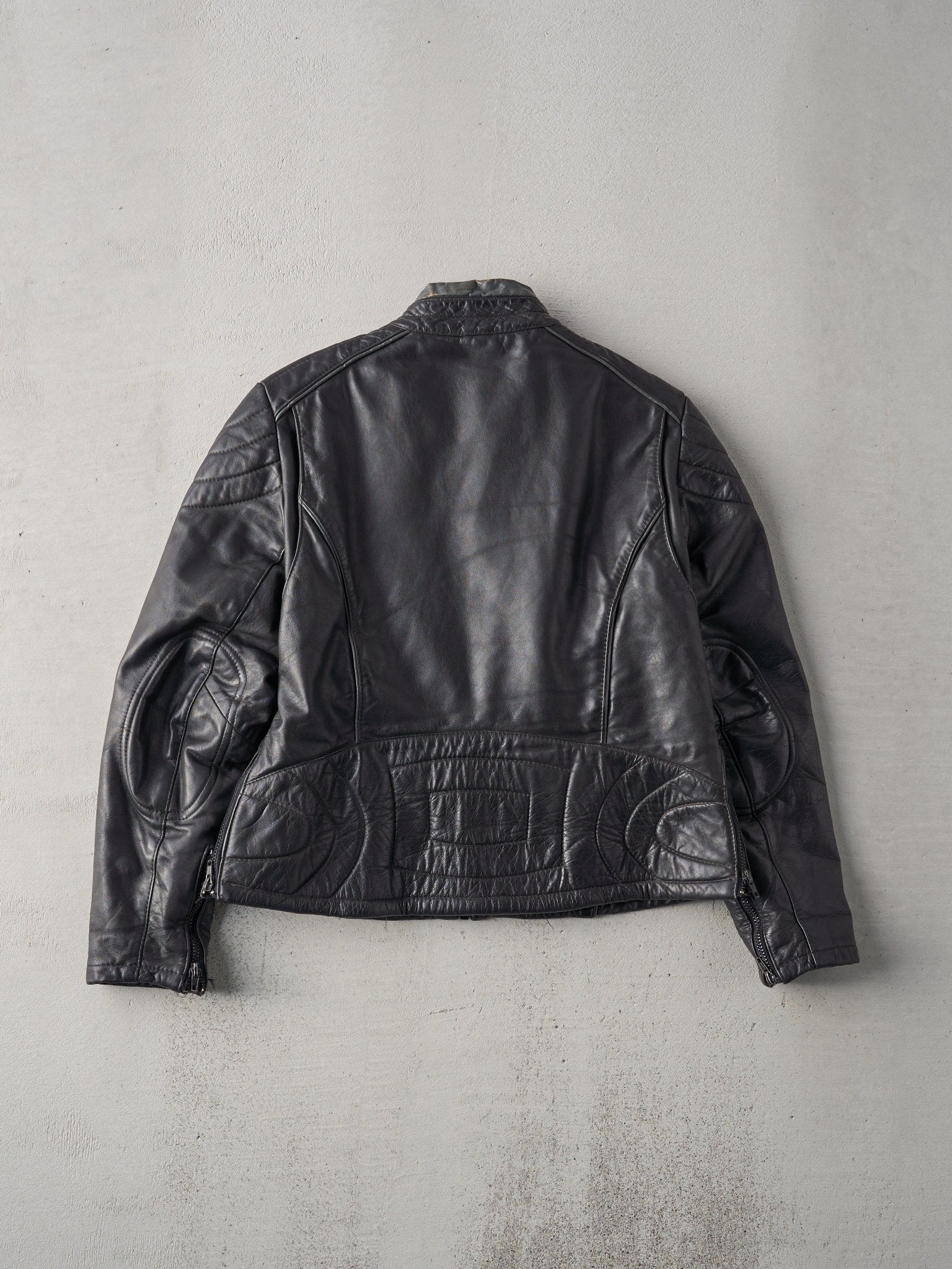 Vintage 90s Black Leather Biker Jacket (S)