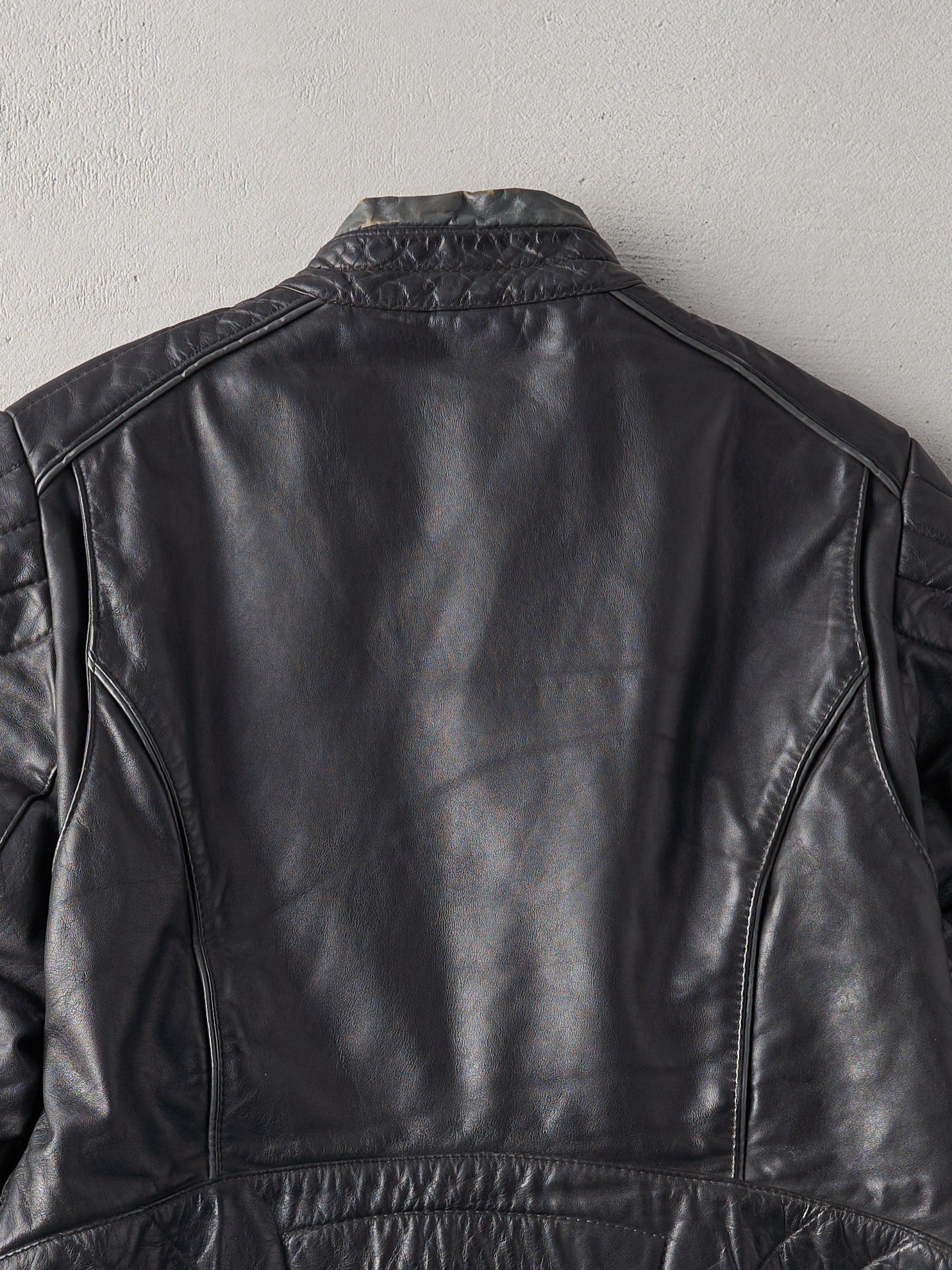 Vintage 90s Black Leather Biker Jacket (S)