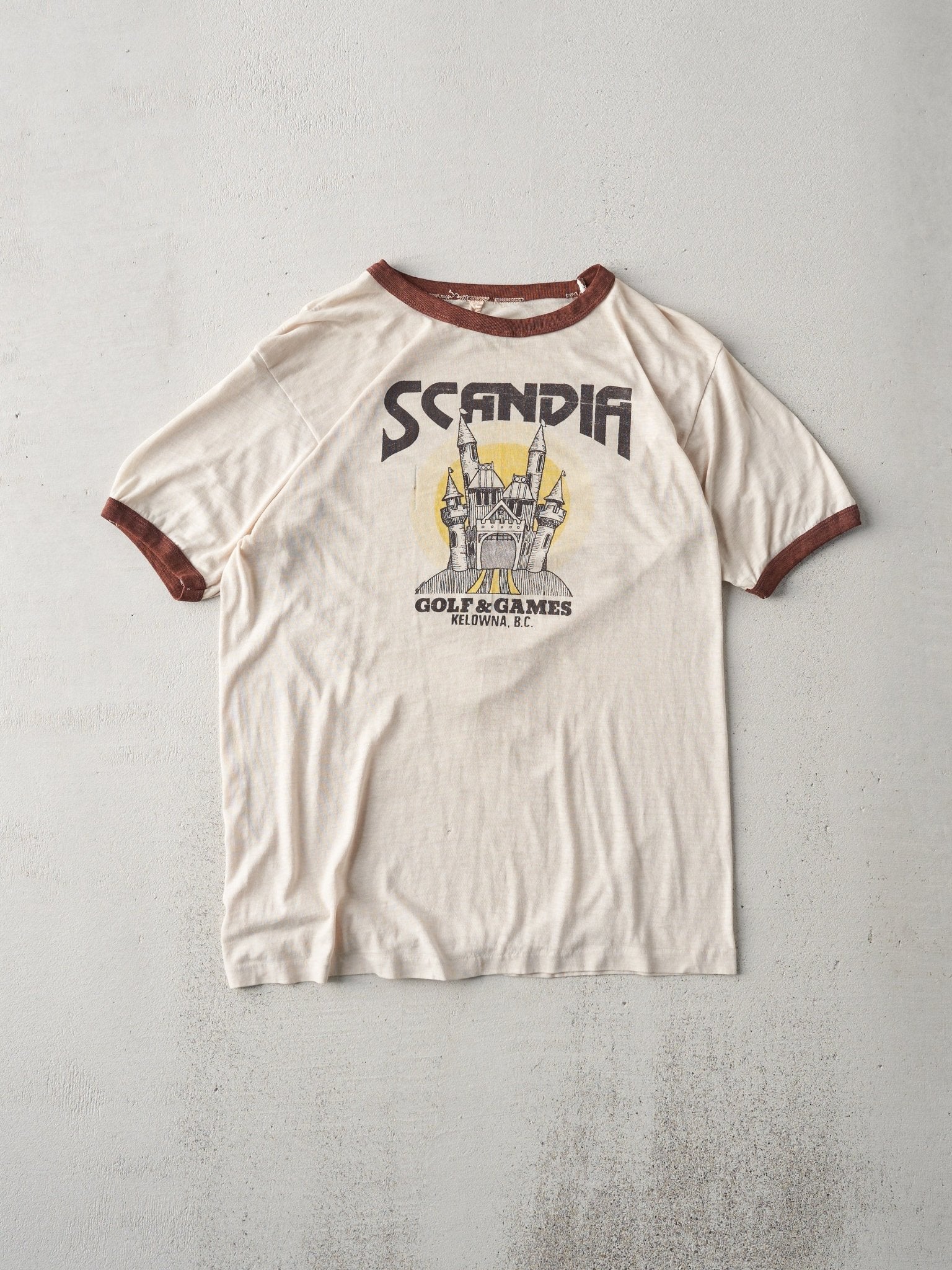 Vintage 70s Beige "Scandia Golf & Games" Ringer Tee (S)