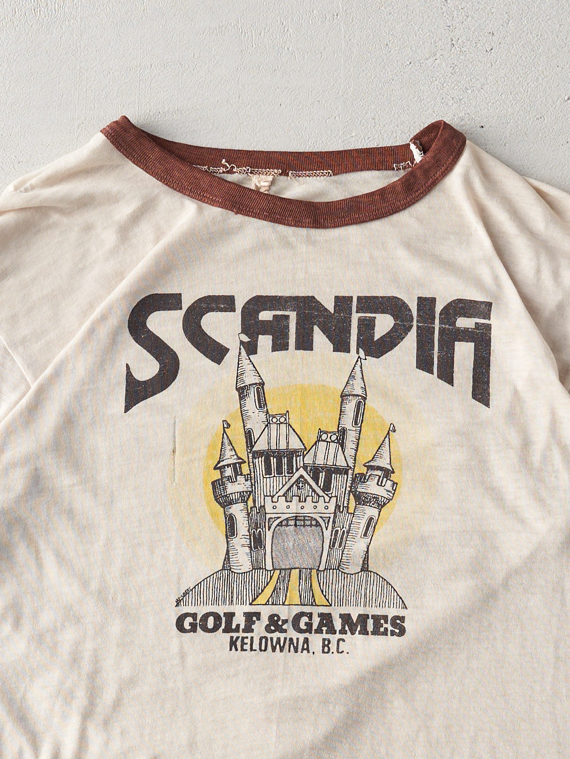 Vintage 70s Beige "Scandia Golf & Games" Ringer Tee (S)