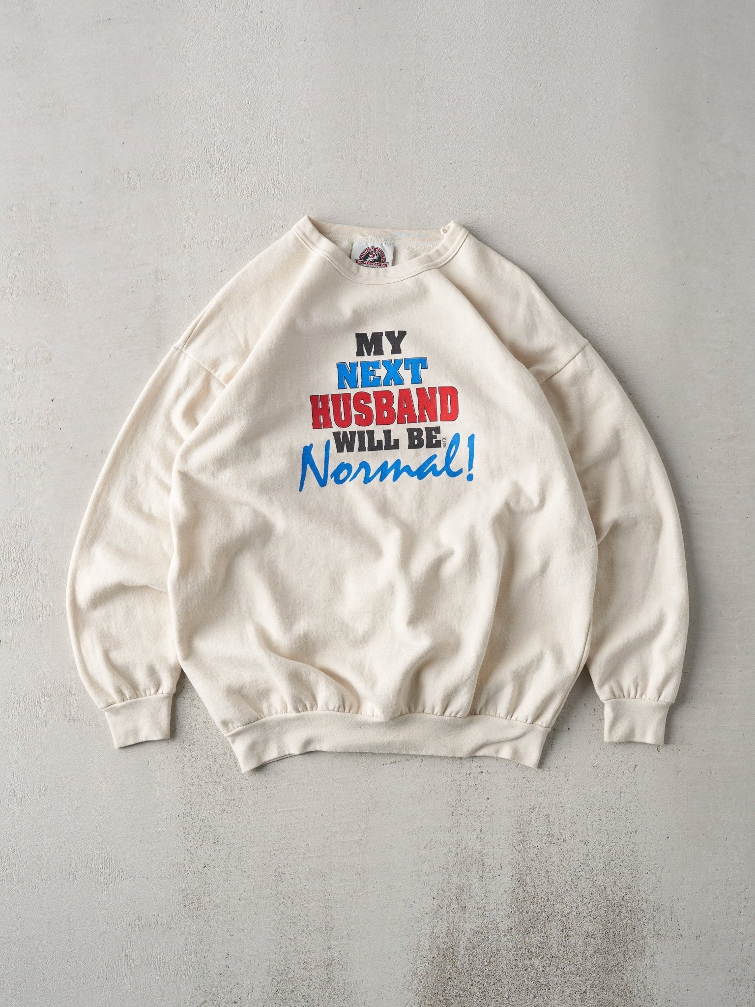Vintage 90s Natural Beige "My Next Husband" Crewneck (L)