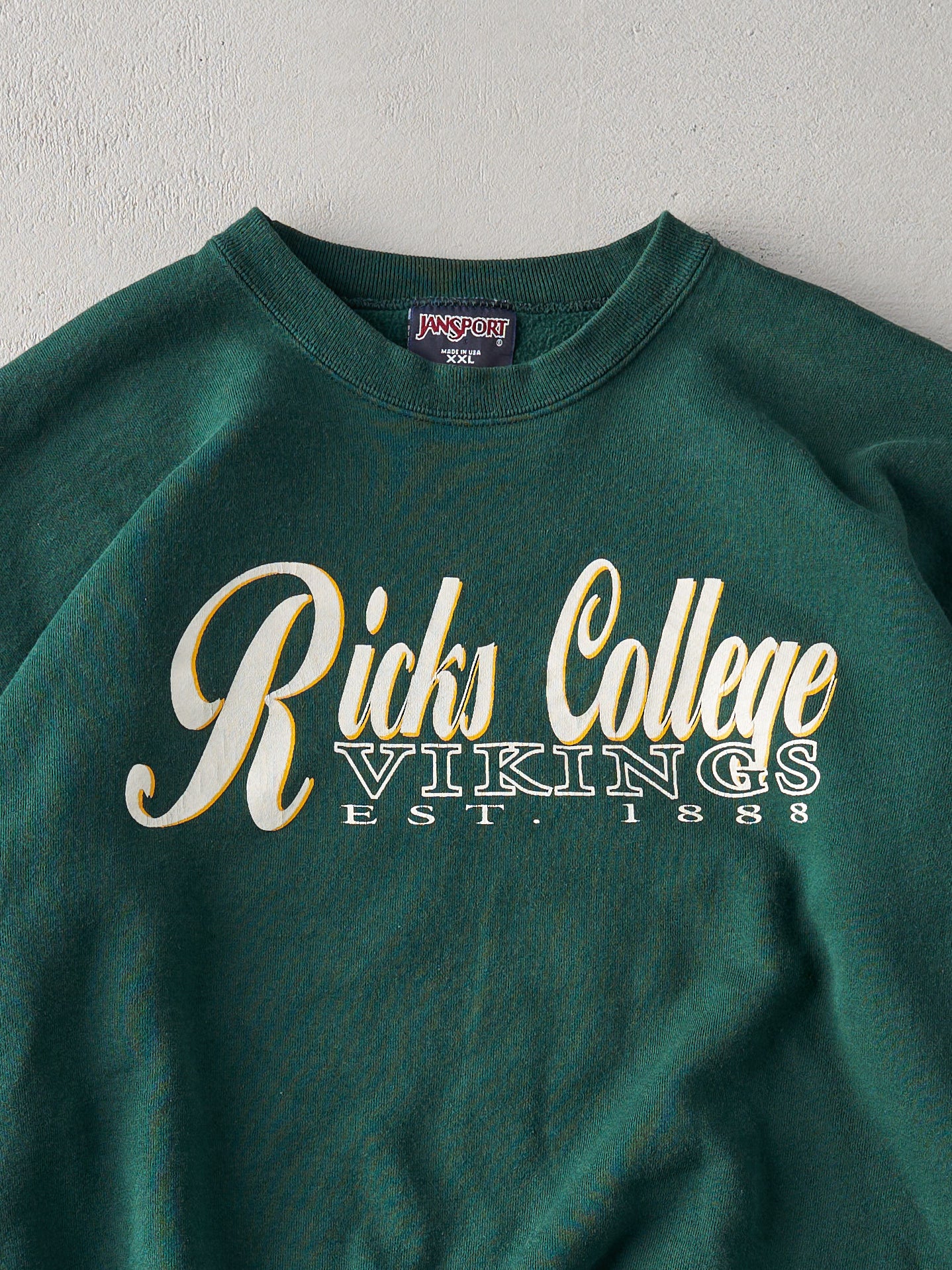 Vintage 90s Forest Green Ricks College Vikings Crewneck (L/XL)