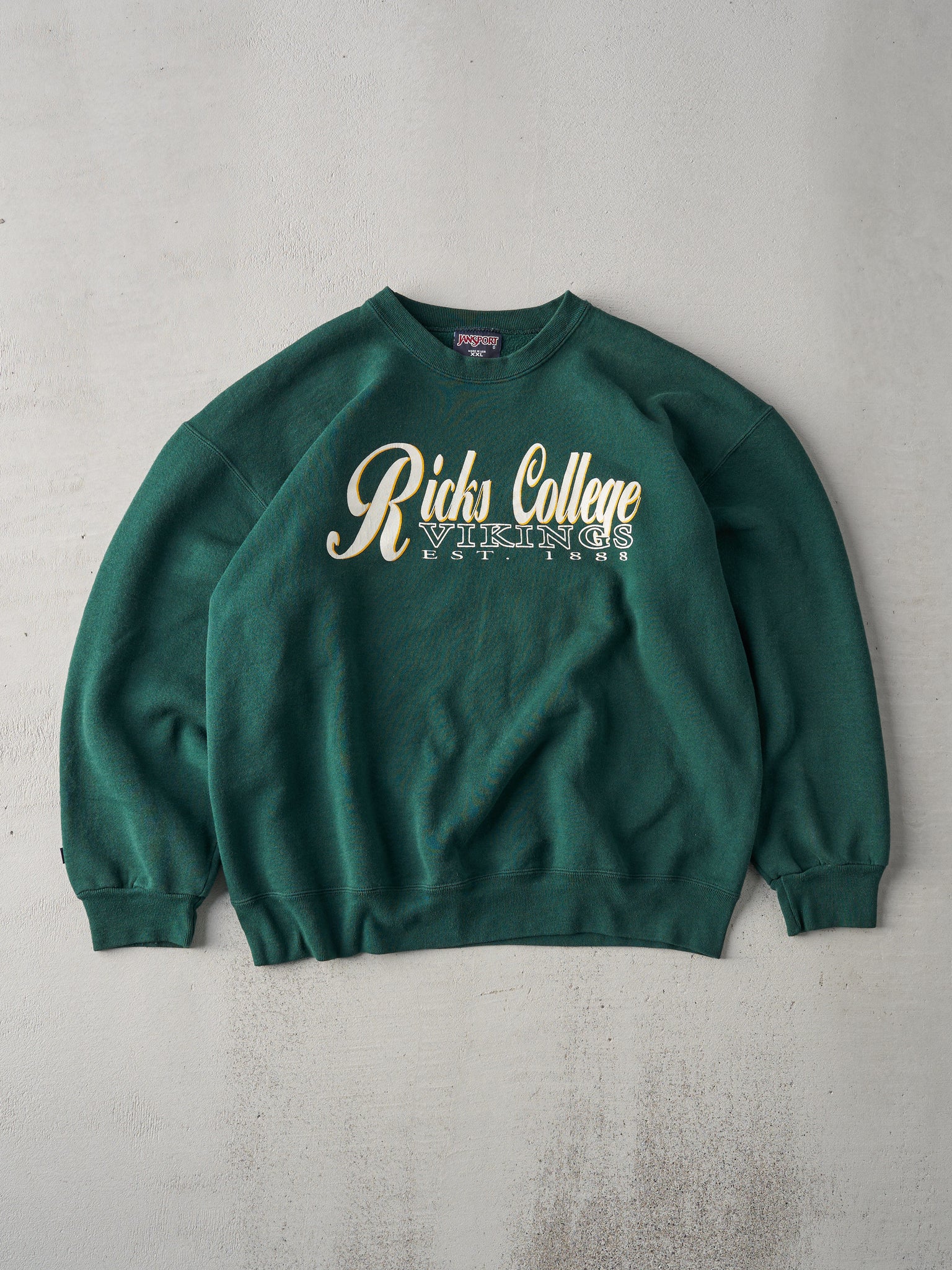 Vintage 90s Forest Green Ricks College Vikings Crewneck (L/XL)