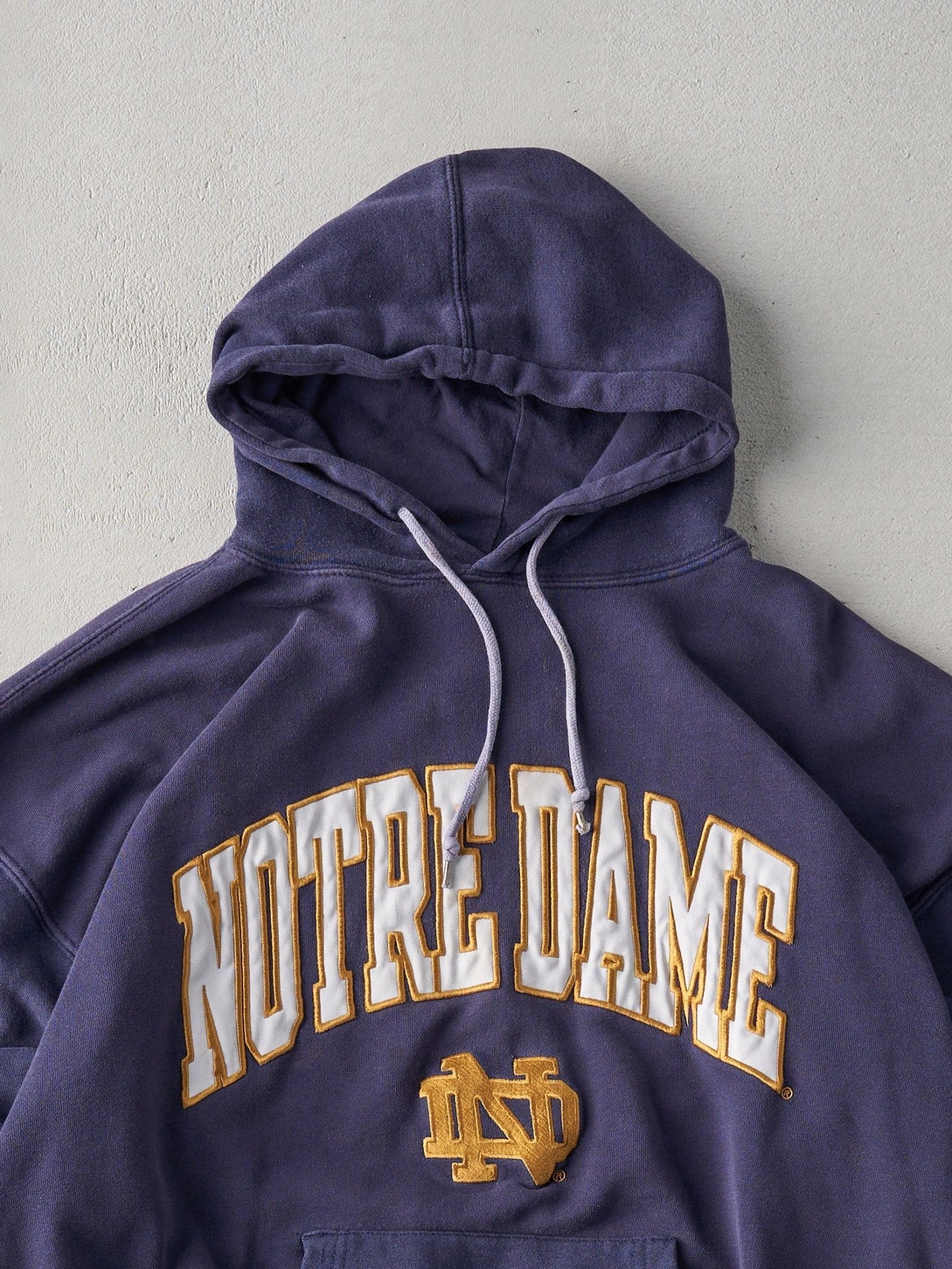 Vintage 90s Navy Notre Dame Embroidered Hoodie (L)