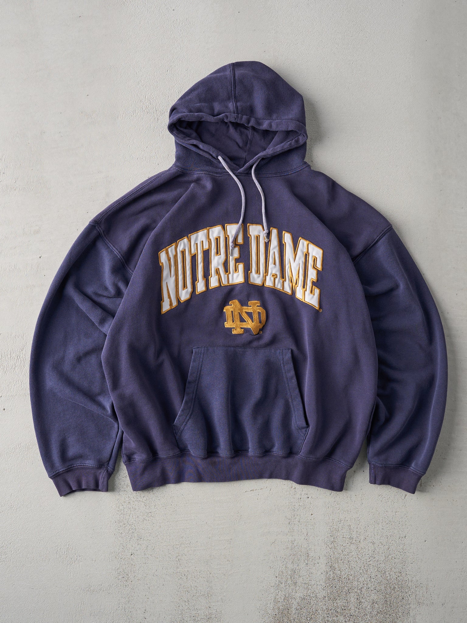 Vintage 90s Navy Notre Dame Embroidered Hoodie (L)