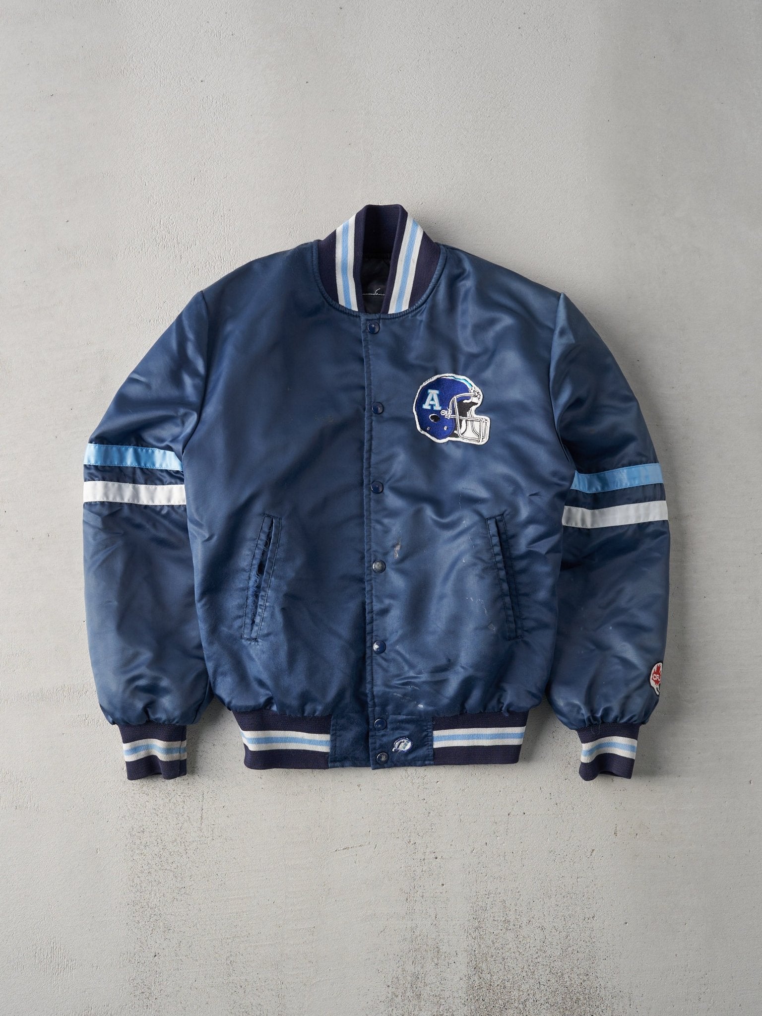 Vintage 90s Navy Toronto Argonauts Satin Bomber Jacket (M/L)