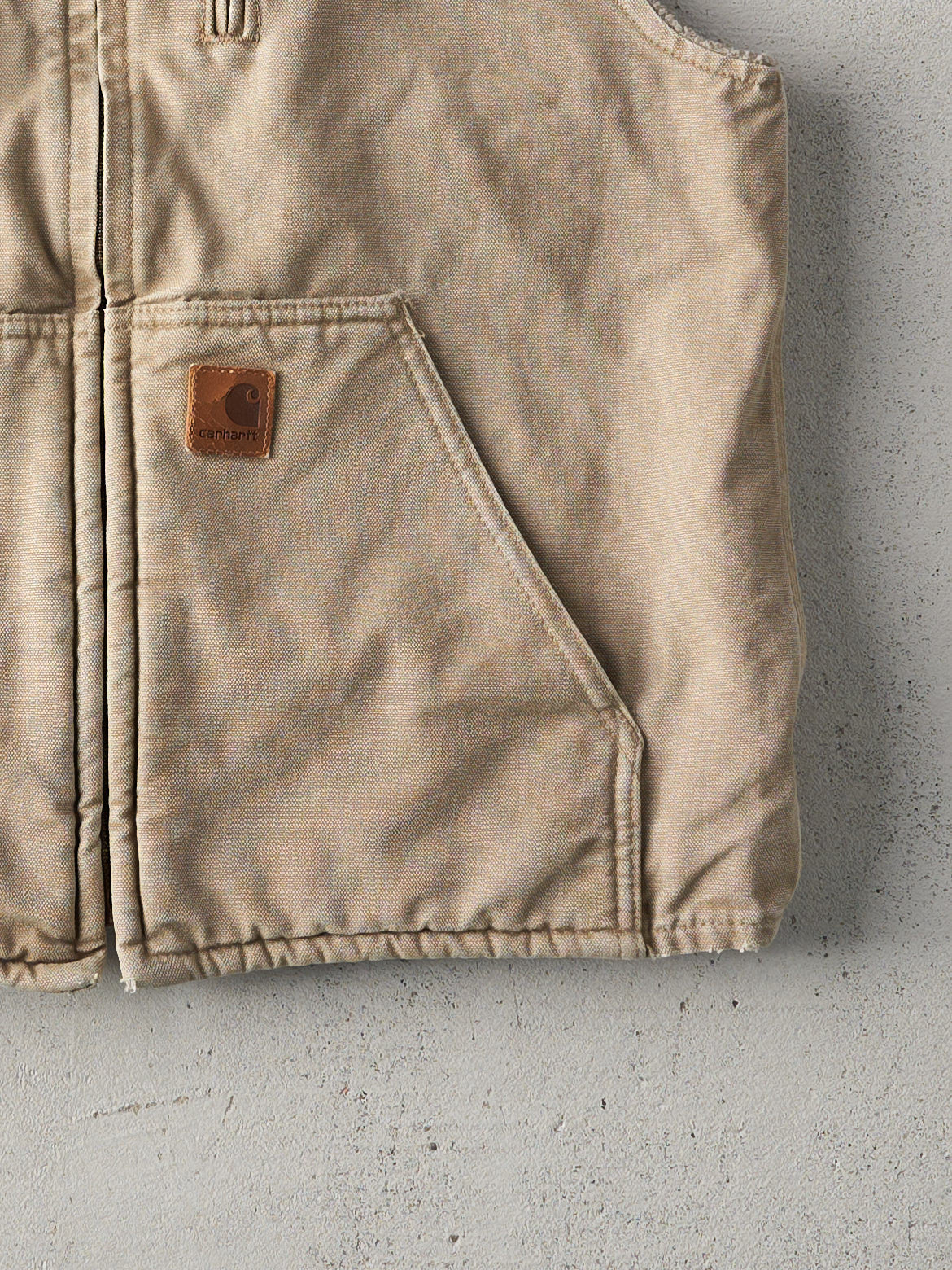 Vintage 90s Beige Carhartt Sherpa Lined Vest (M)