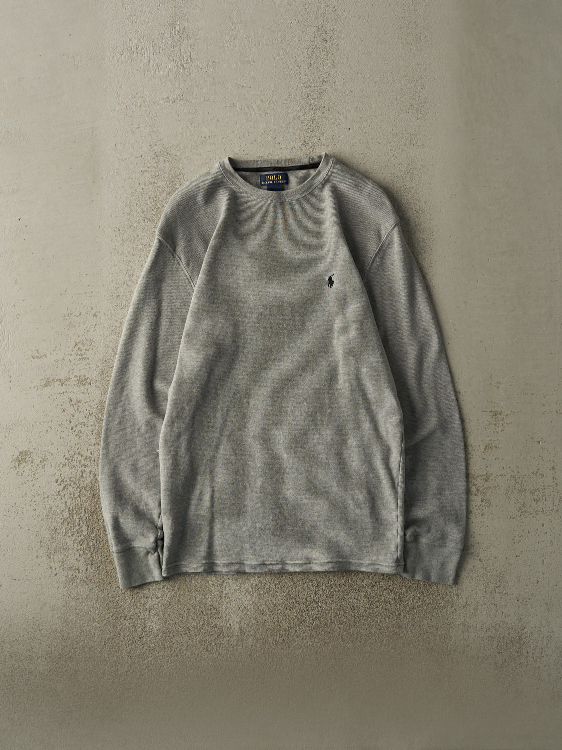 Vintage Y2K Grey Polo Ralph Lauren Thermal Long Sleeve (S/M)