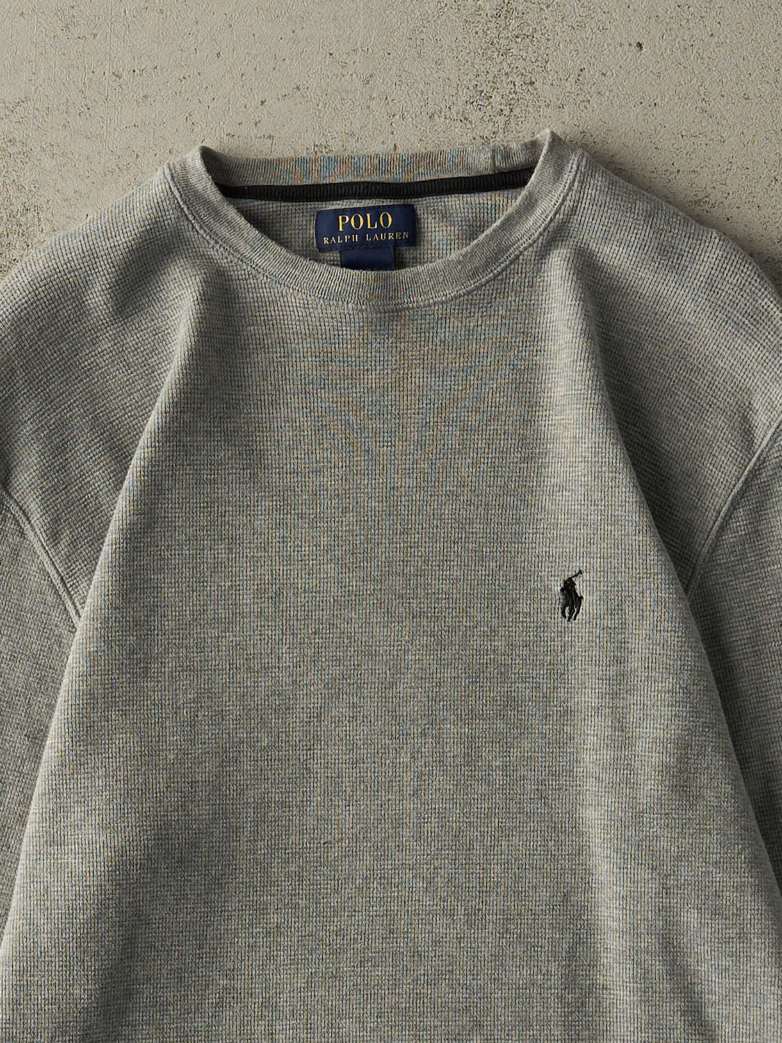 Vintage Y2K Grey Polo Ralph Lauren Thermal Long Sleeve (S/M)