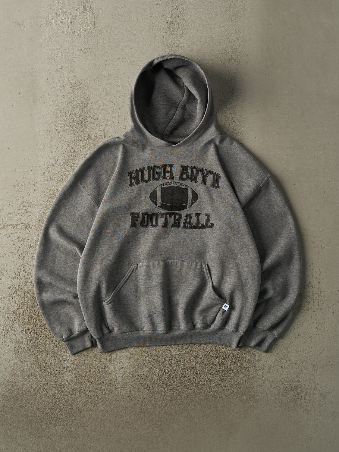 Vintage Y2K Grey Hugh Boyd Football Russell Athletic Hoodie (M/L)
