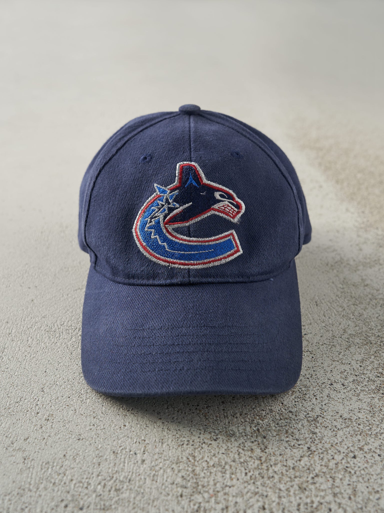 Vintage Y2K Blue Vancouver Canucks Velcro Back Hat