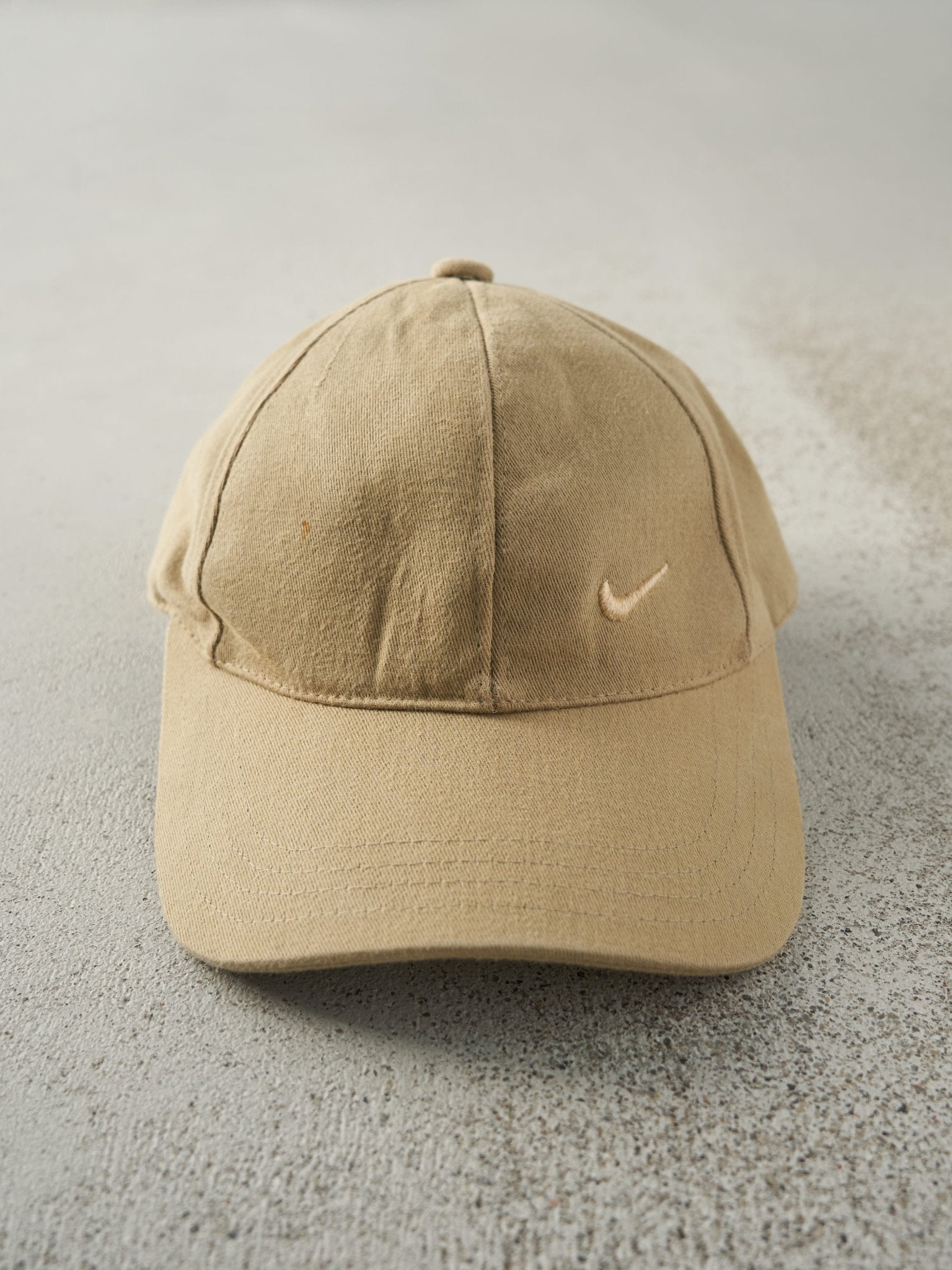 Vintage Y2K Beige Nike Embroidered Swoosh Velcro Hat