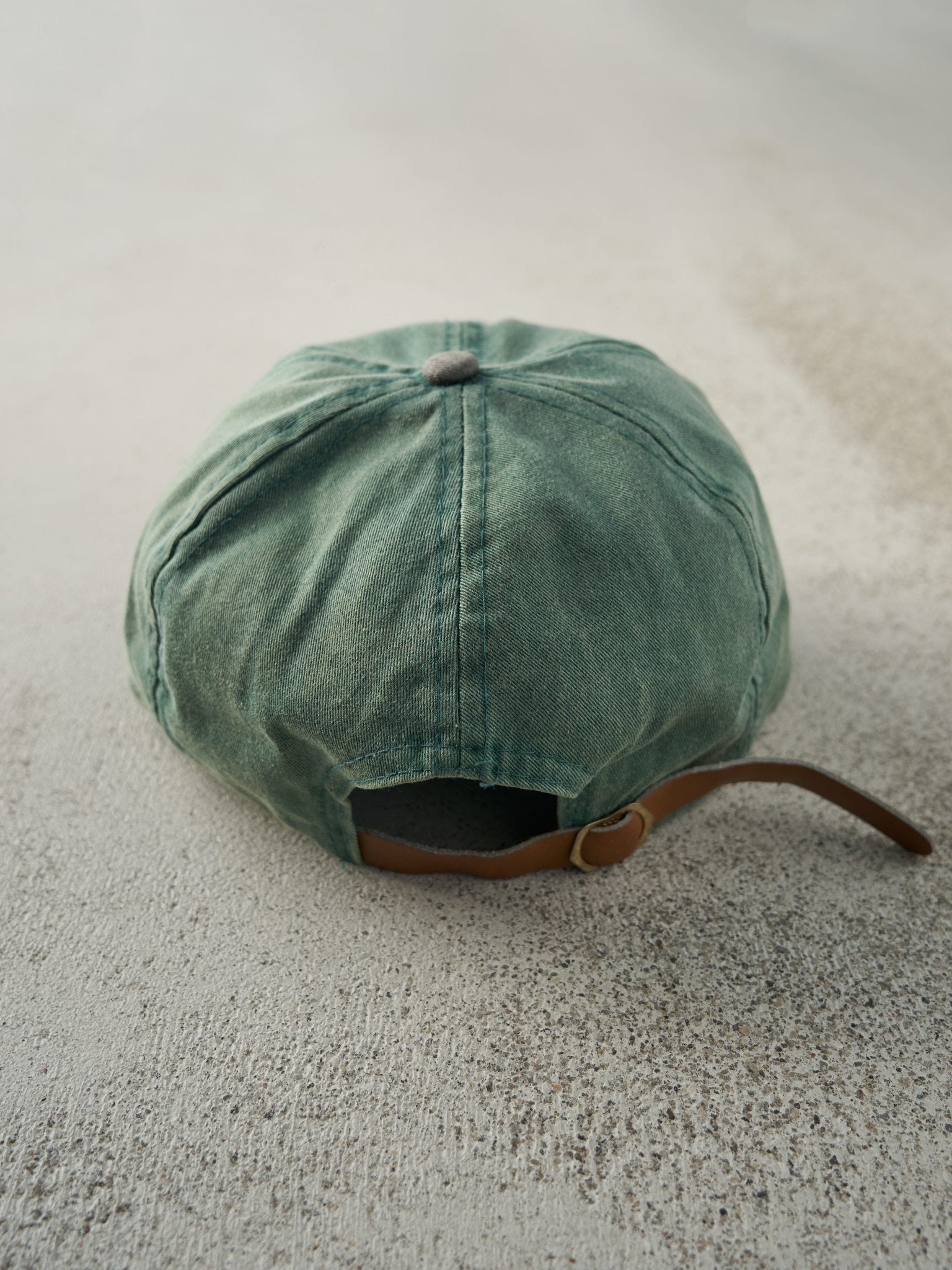 Vintage 90s Green & Black Hotch's Auto Parts Leather Strapback Hat