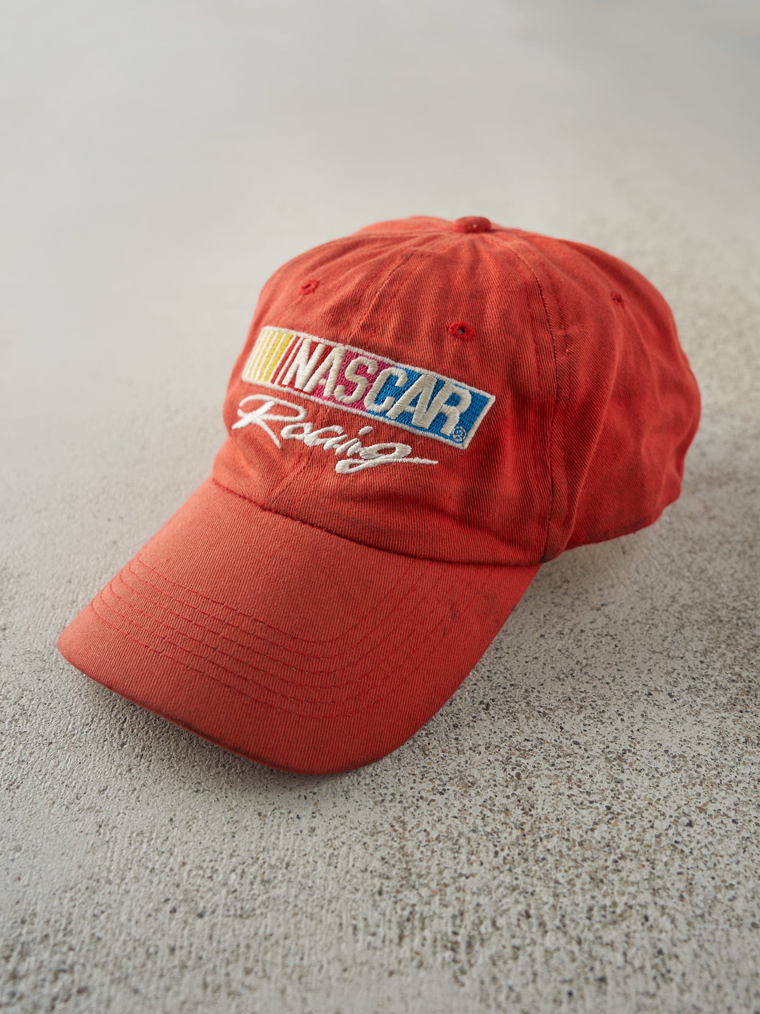 Vintage Y2K Red Nascar Racing Velcro Back Hat