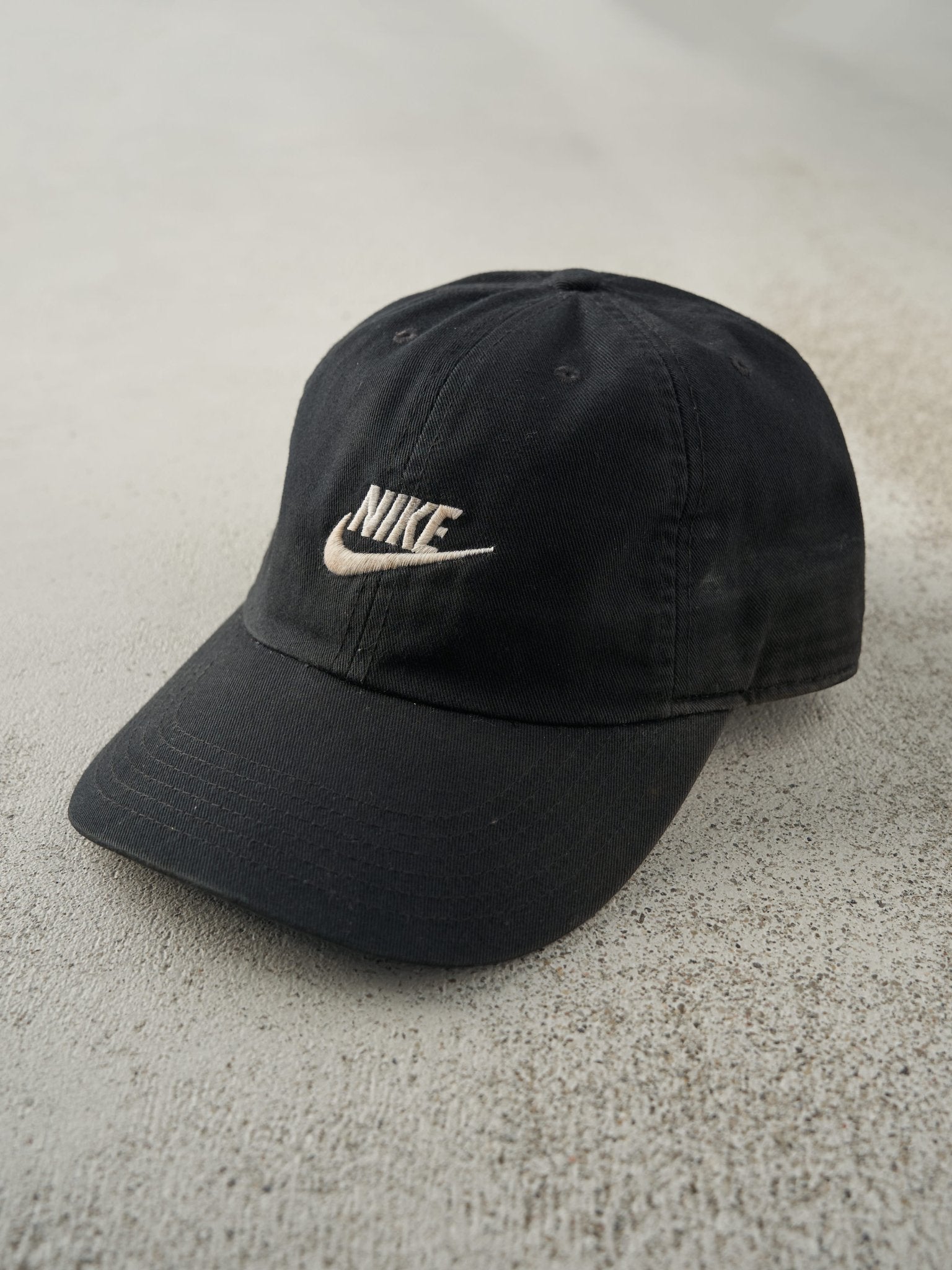 Vintage Y2K Black Embroidered Nike Strapback Hat