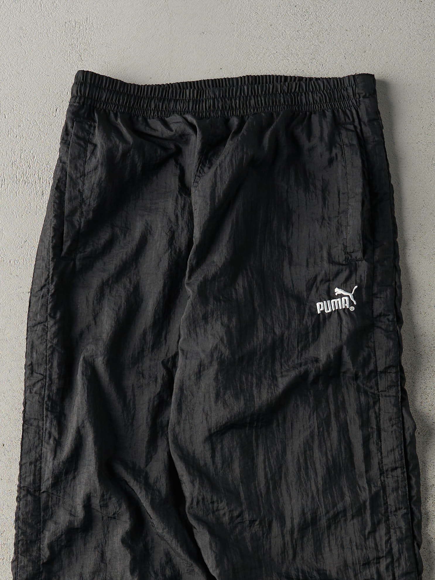 Vintage 90s Black Nylon Puma Tear Away Track Pants (29x29)