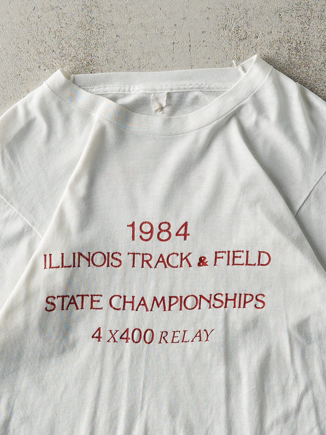 Vintage 84' White Illinois Track & Field State Championships Single Stitch Tee (S)