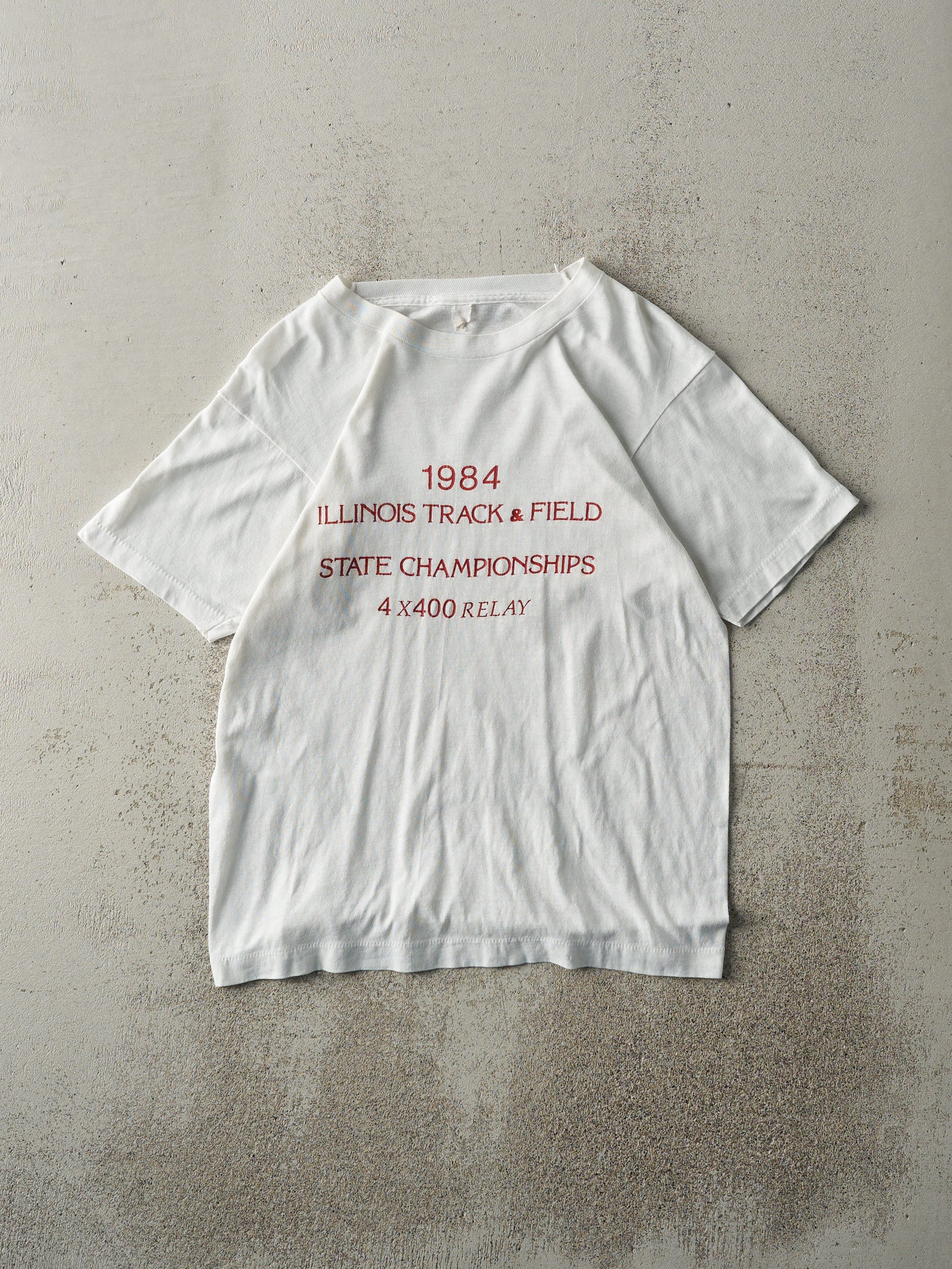 Vintage 84' White Illinois Track & Field State Championships Single Stitch Tee (S)