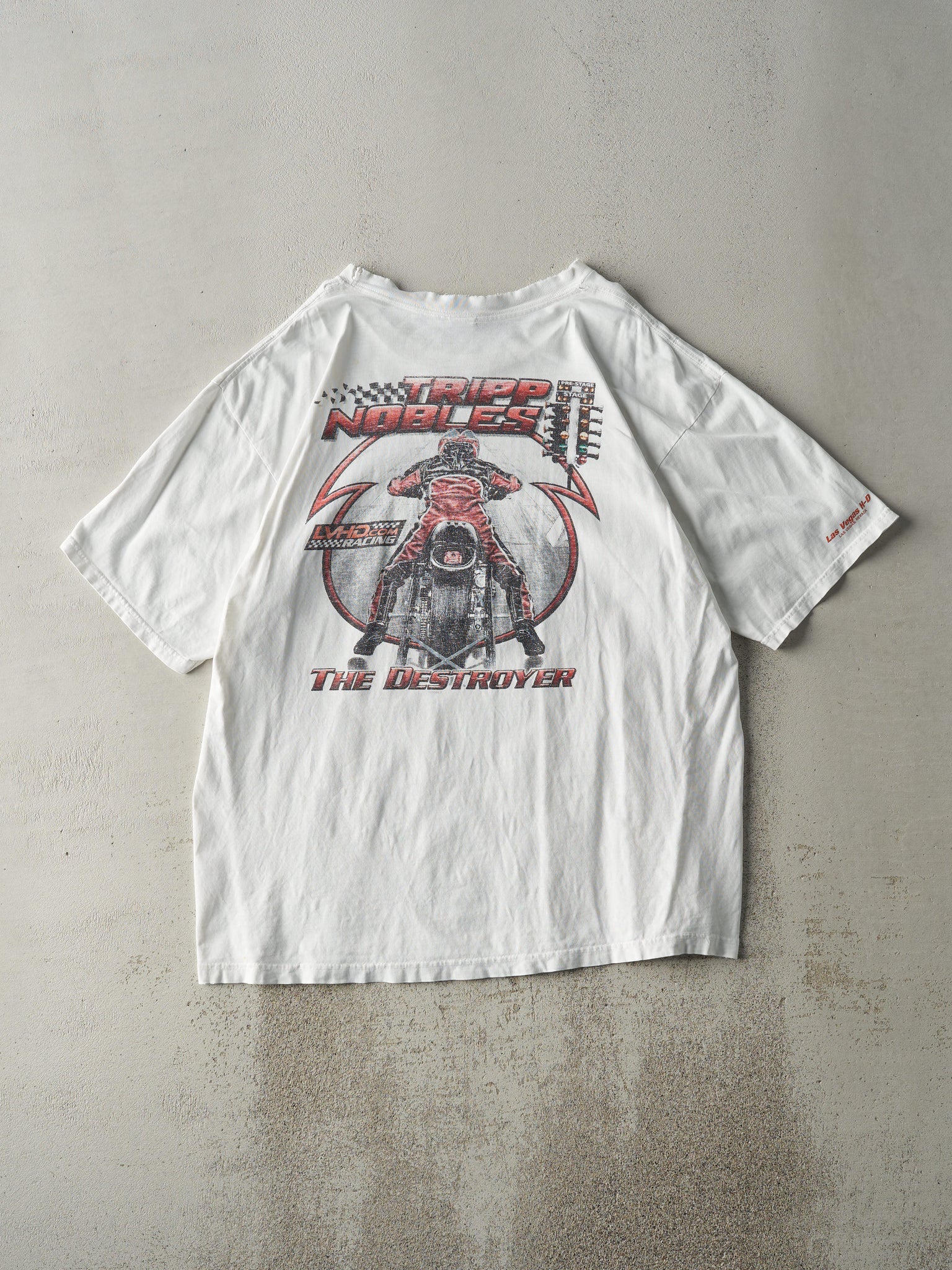 Vintage 06' White Las Vegas Harley Davidson Racing Tee (XL/XXL)