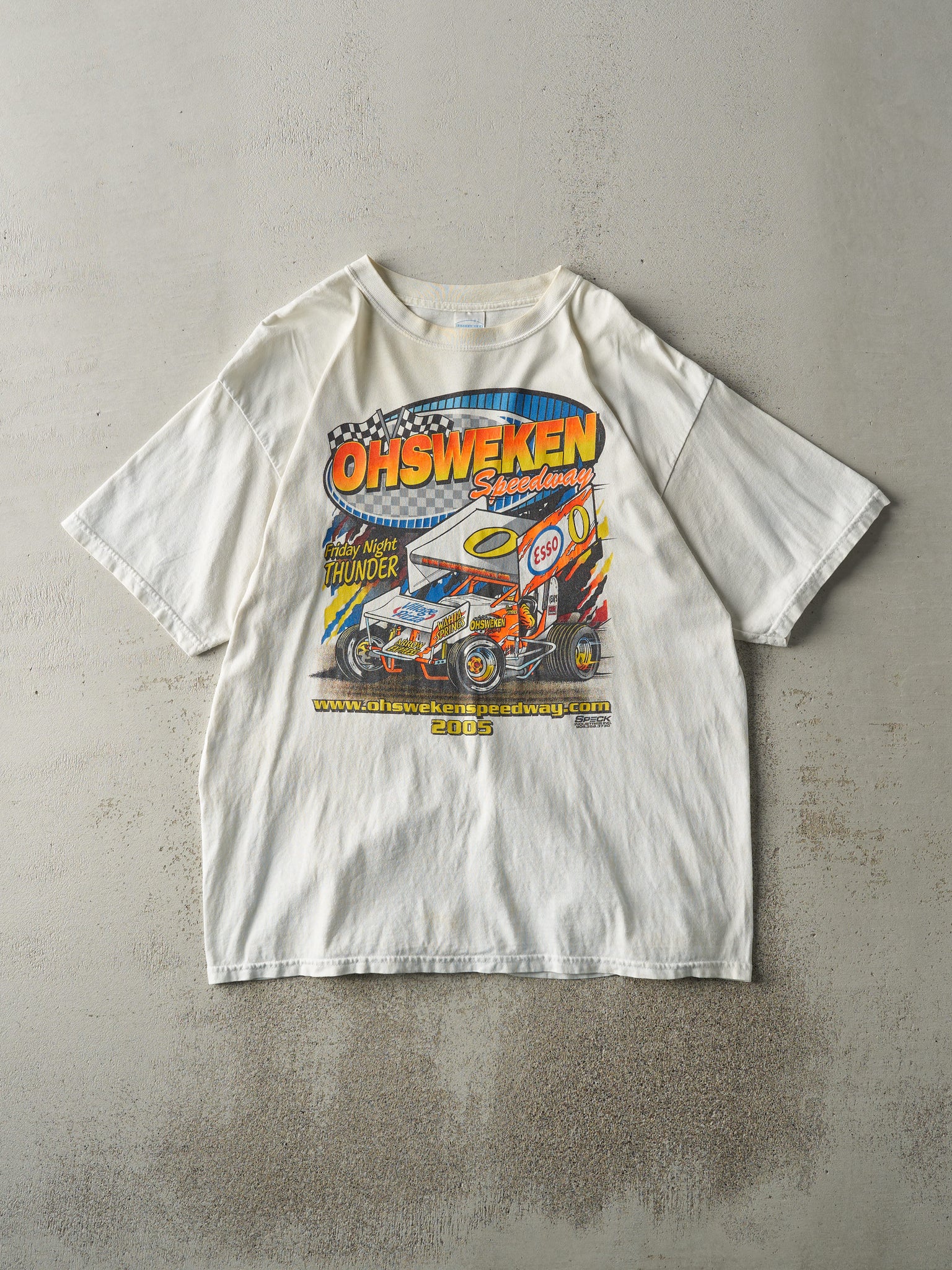 Vintage 05' White Ohsweken Speedway Racing Tee (L)