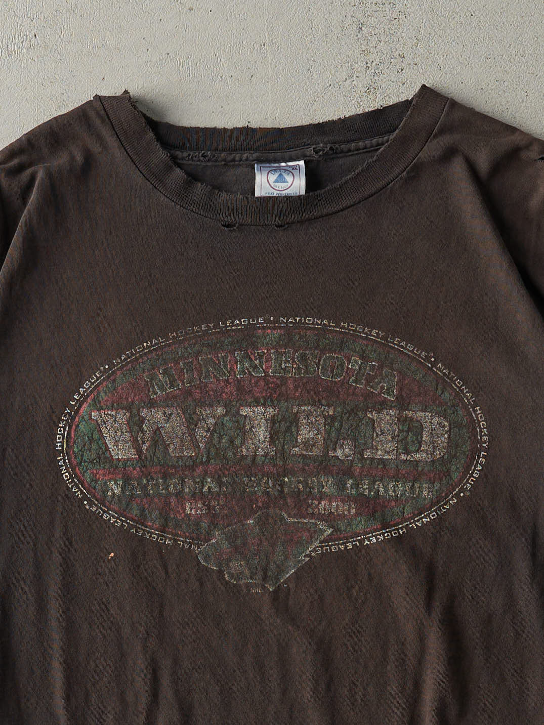 Vintage 00' Sun Faded Brown Minnesota Wild Tee (L)