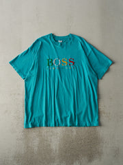 Vintage 90s Teal Hugo Boss Embroidered Single Stitch Tee (L)